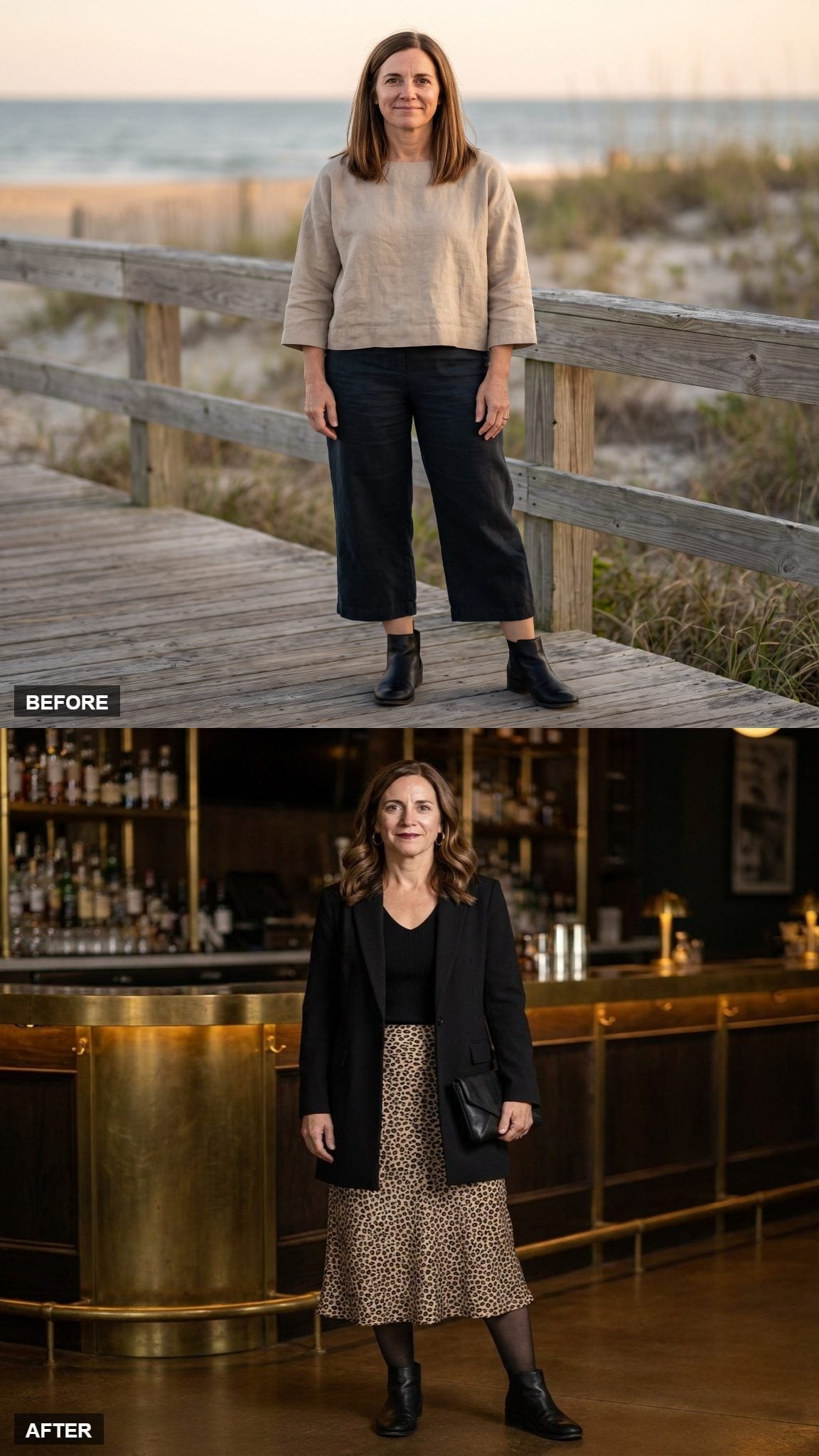 Black Blazer, Leopard Midi Skirt, and Why the Dark Column Does the Leg Work