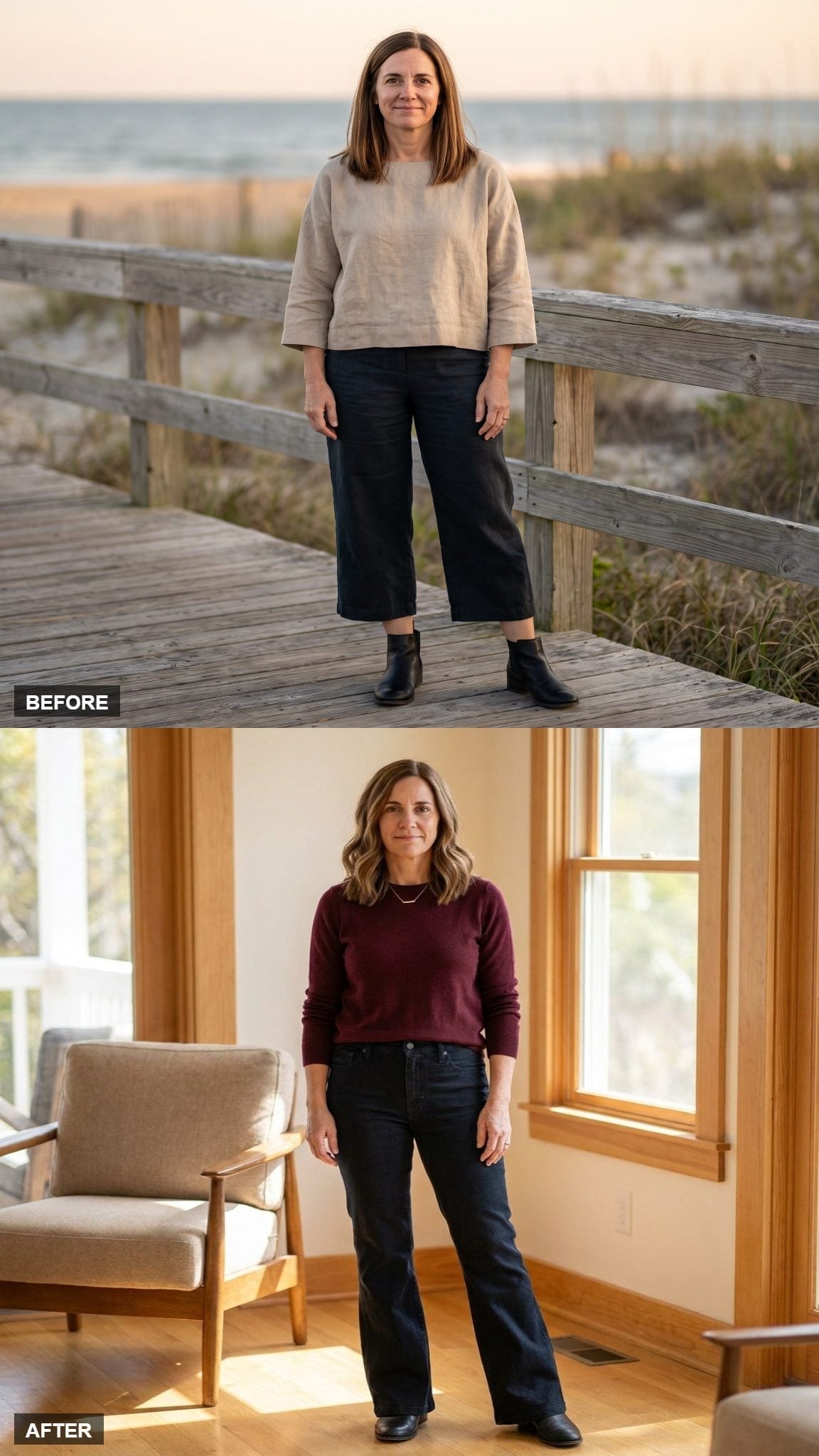 Dark Jeans, a Burgundy Knit, and Why the Leg Line Finally Works