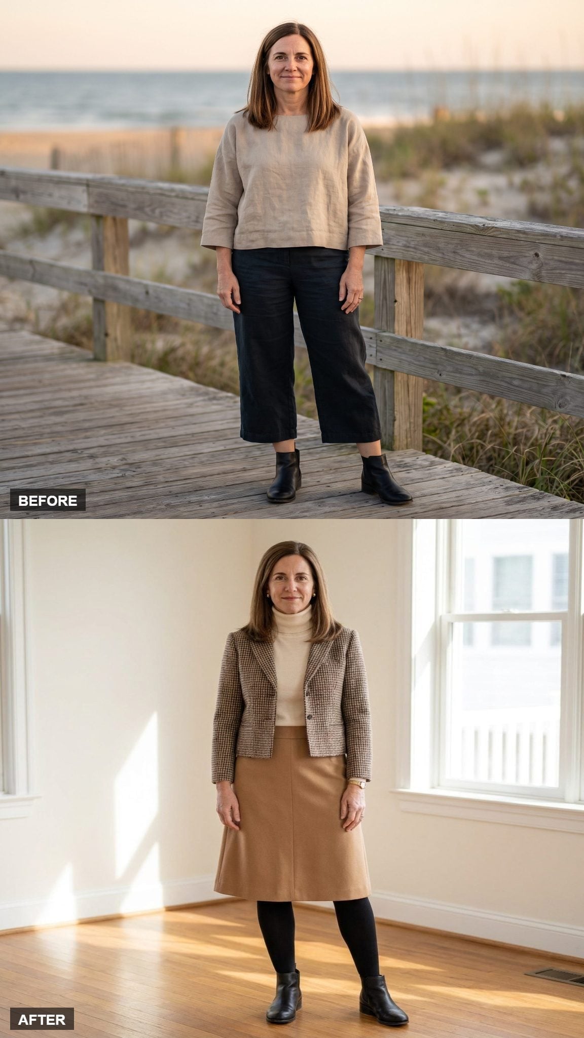 Houndstooth Blazer, Camel Skirt, and the Tonal Stack That Keeps the Eye Moving Down