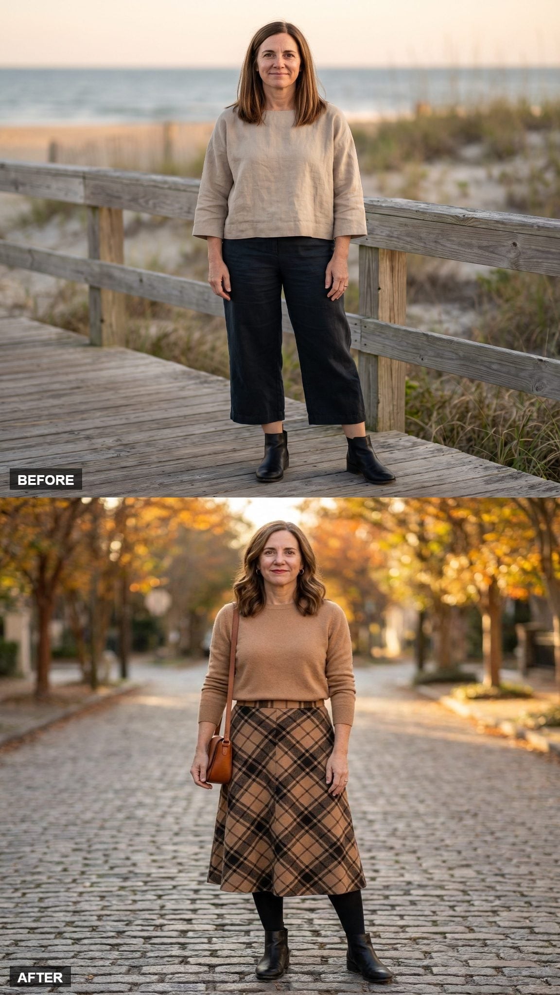Plaid Midi Skirt, Camel Knit, and the Waist Detail That Changes Everything Below It