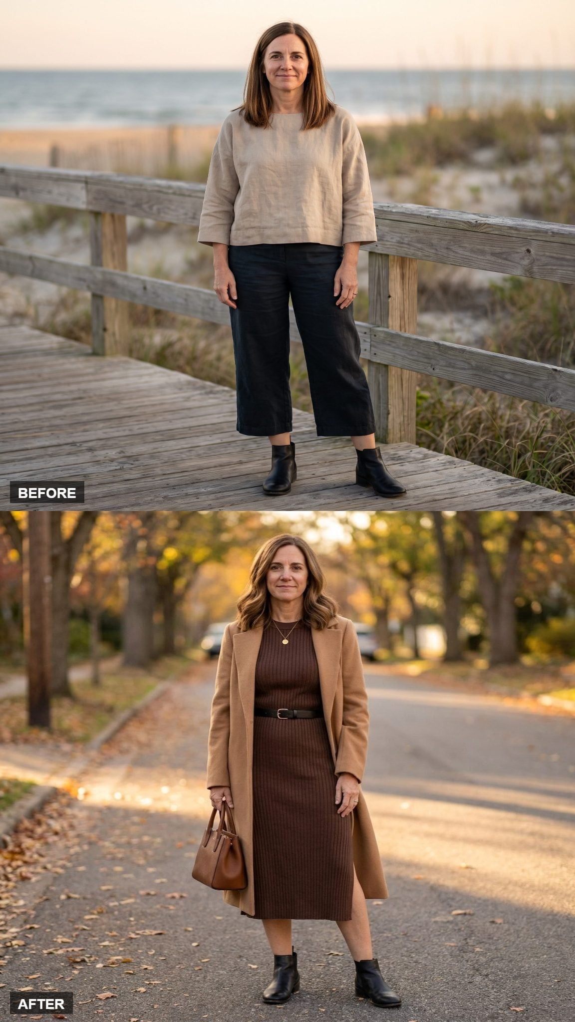 Ribbed Midi, Camel Coat, and the Belt That Does the Real Work Here