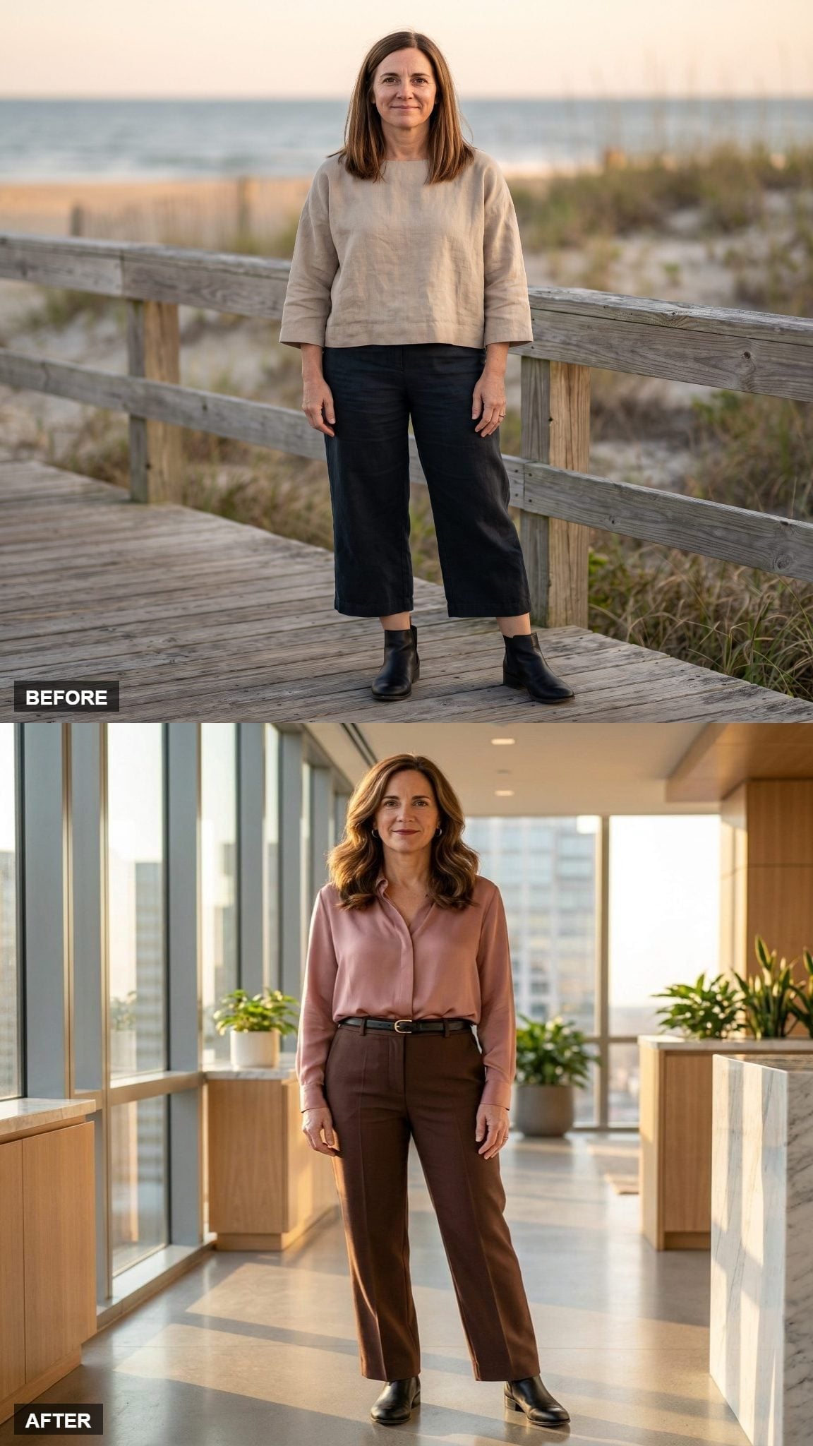 Satin Blouse, Chocolate Trousers, and the Belt Doing the Structural Work