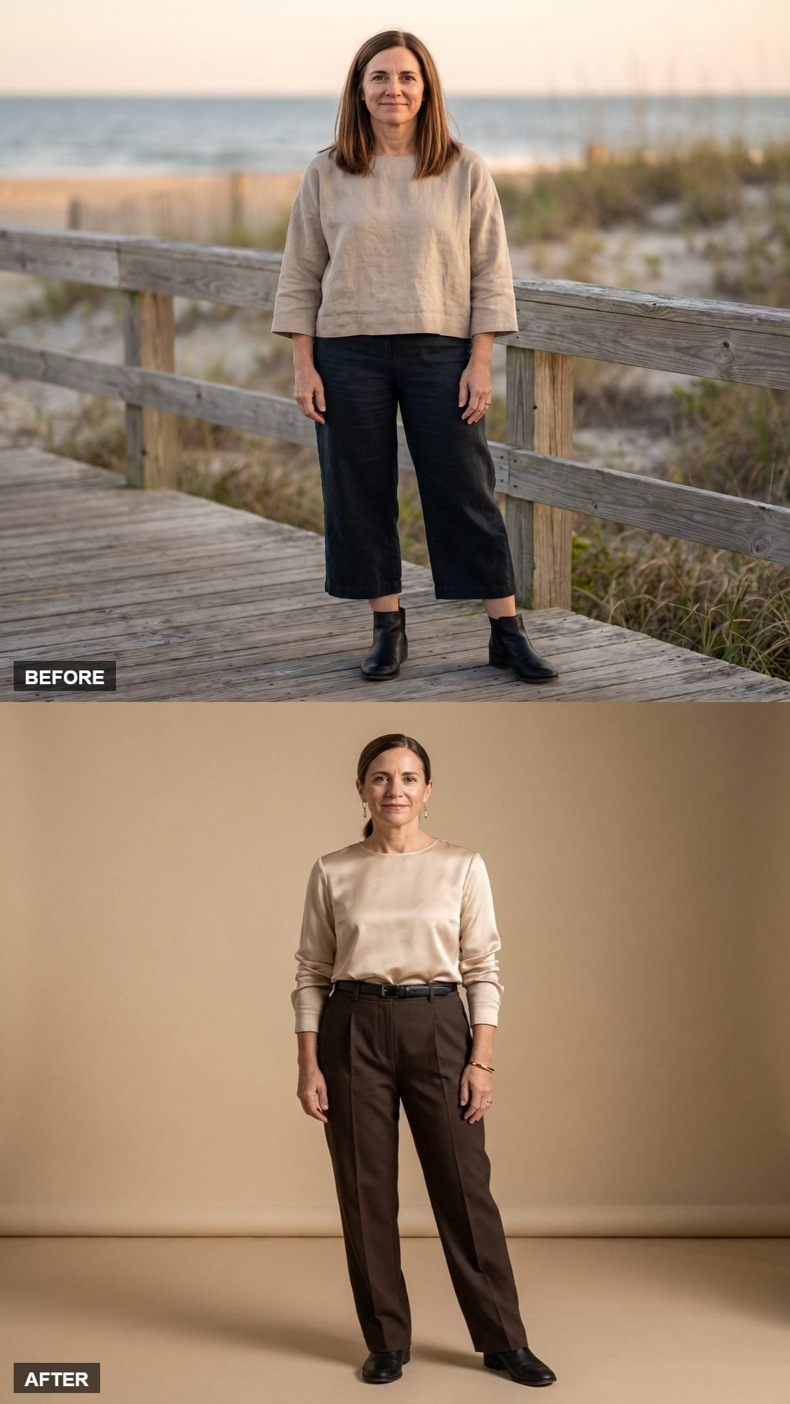 Satin Blouse, Wide Trousers, and What Happens When the Leg Line Goes Uninterrupted