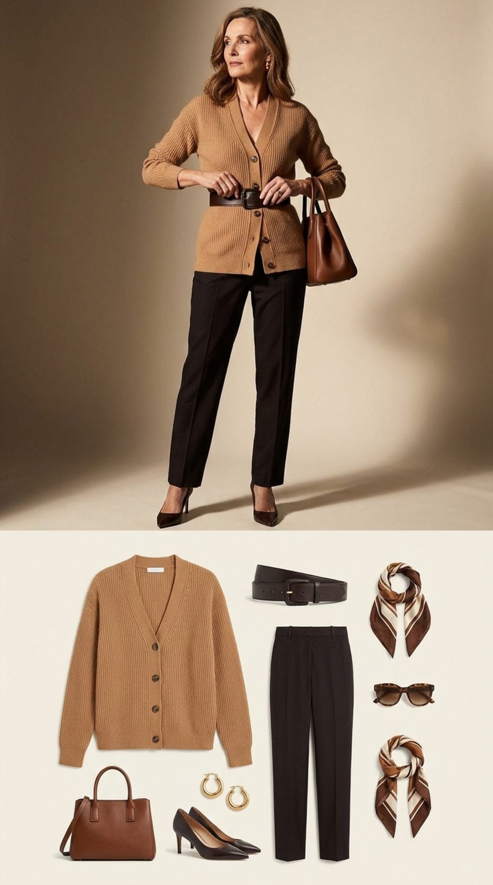Black Trousers and a Belt Just Solved the Cardigan-Looks-Sloppy Problem