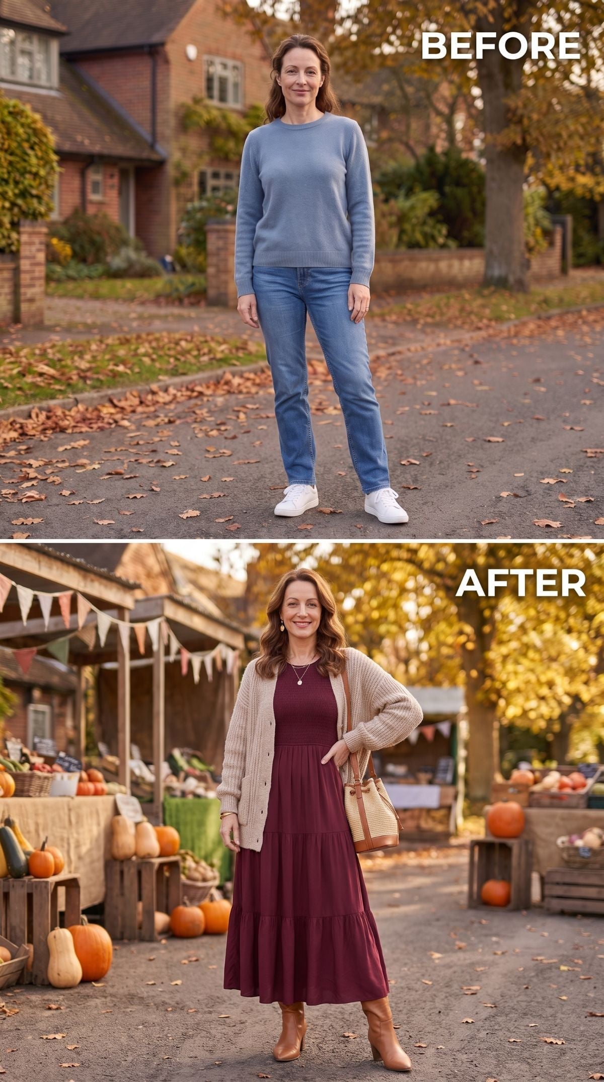 Burgundy Tiered Maxi, an Oversized Cardigan, and Boots That Do the Real Work
