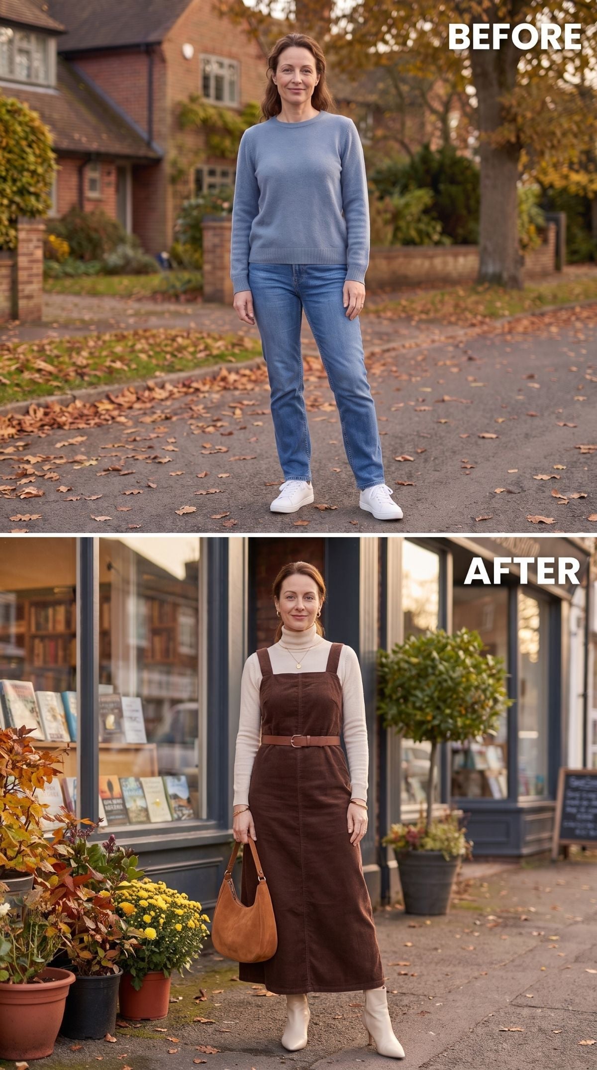 Corduroy Pinafore Over a Turtleneck Is the Fall Outfit Formula Worth Knowing