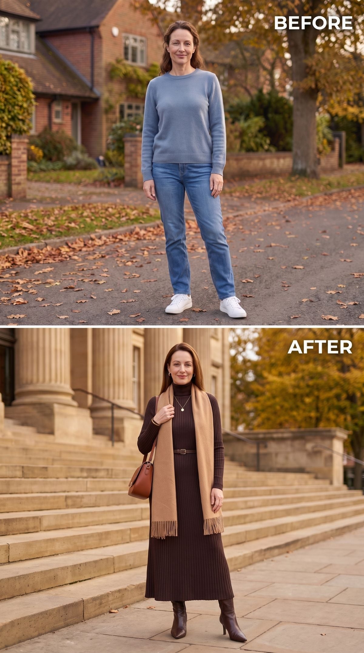 Dark Knit Maxi, a Camel Scarf, and Boots That Quietly Change Everything