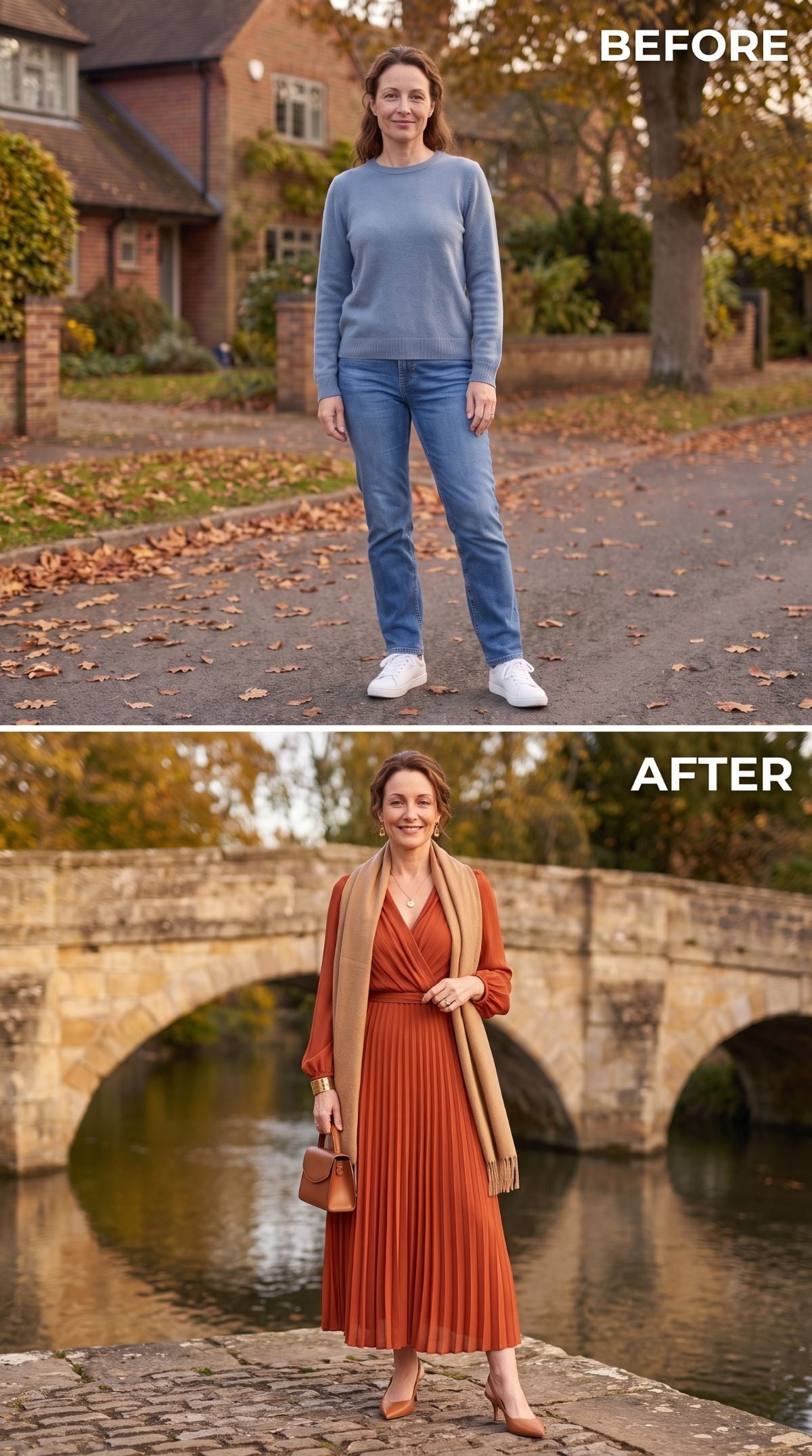 Rust Pleats and a Camel Wrap Beat Jeans Every Time