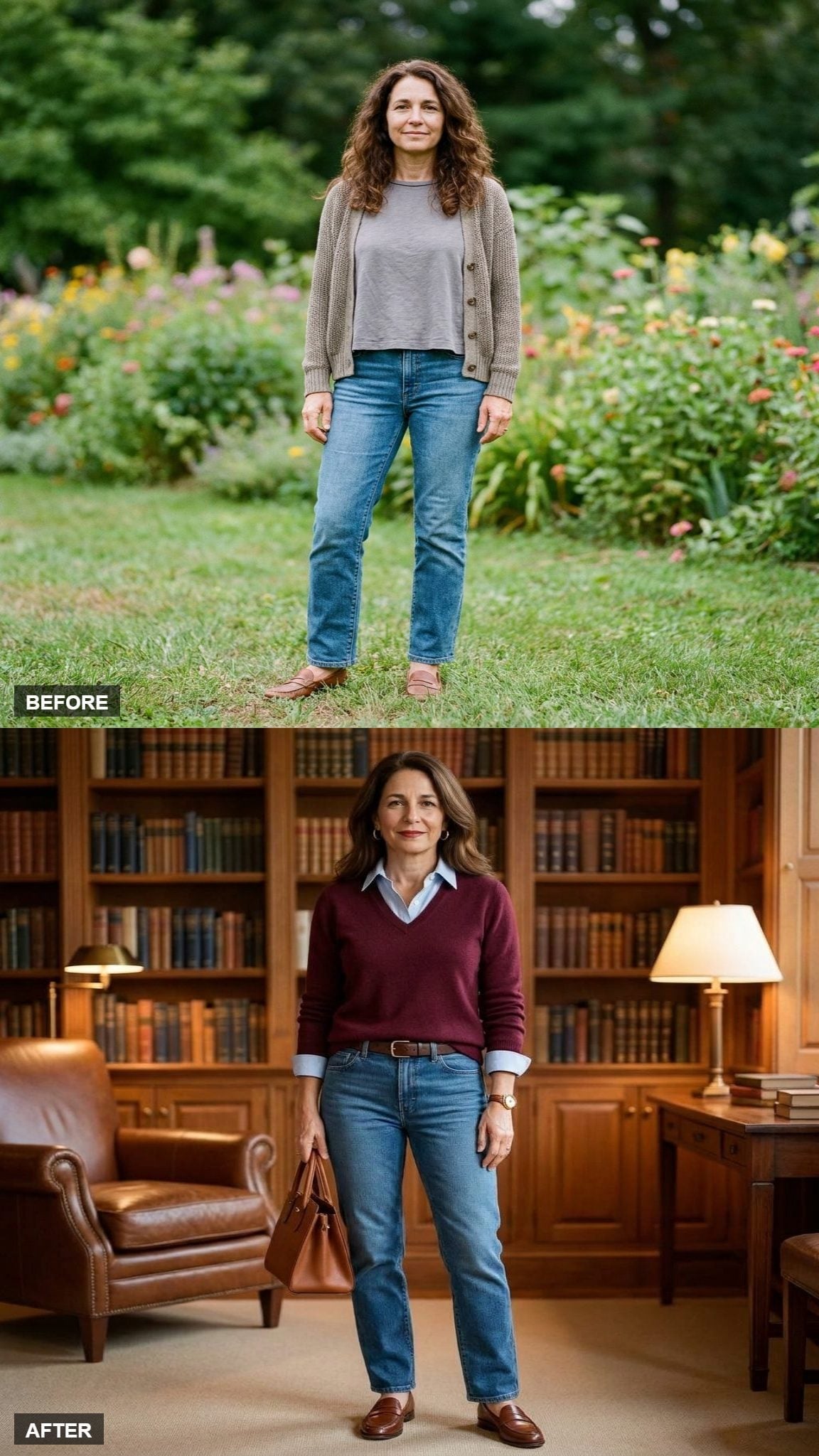 Burgundy V-Neck, Collared Shirt, and a Library That Does Half the Work