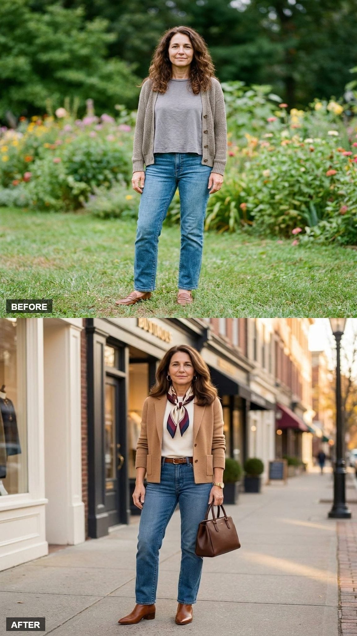 Camel Blazer, Silk Scarf, and Brown Boots Just Solved Fall Dressing for Good