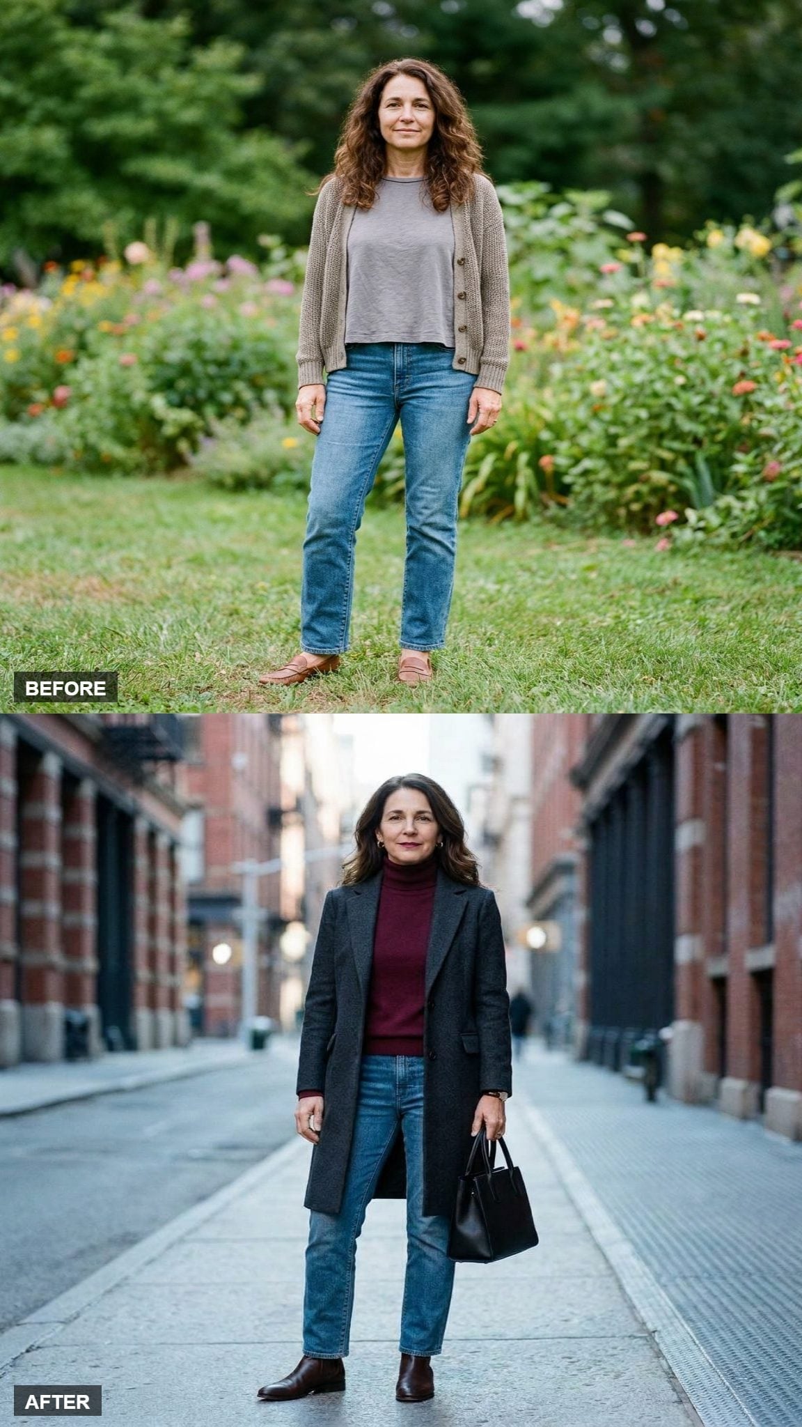 Charcoal Coat and a Burgundy Turtleneck Just Changed the Fall Equation