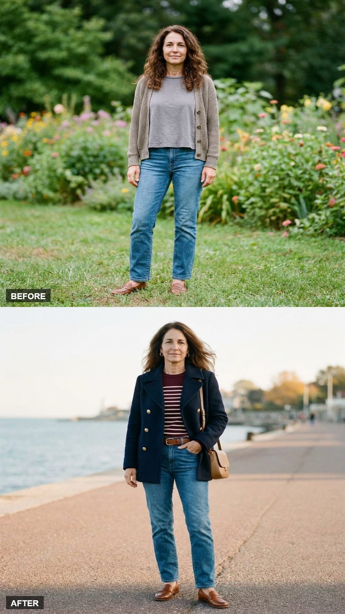 Peacoat Season Called. A Striped Tee and Brown Loafers Already Answered.