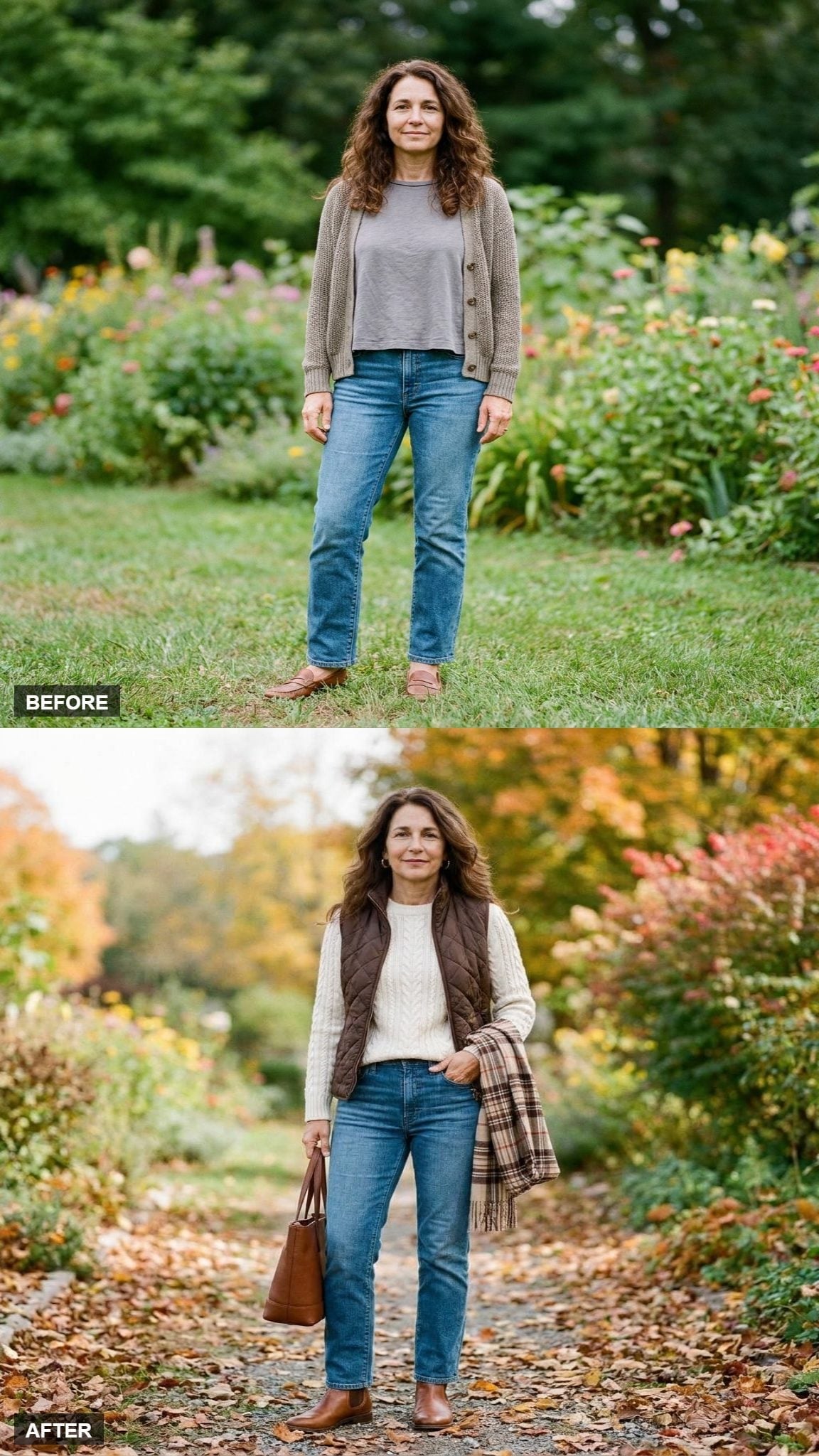 Quilted Vest, Cable Knit, Plaid Scarf: Fall Layering With Something to Say