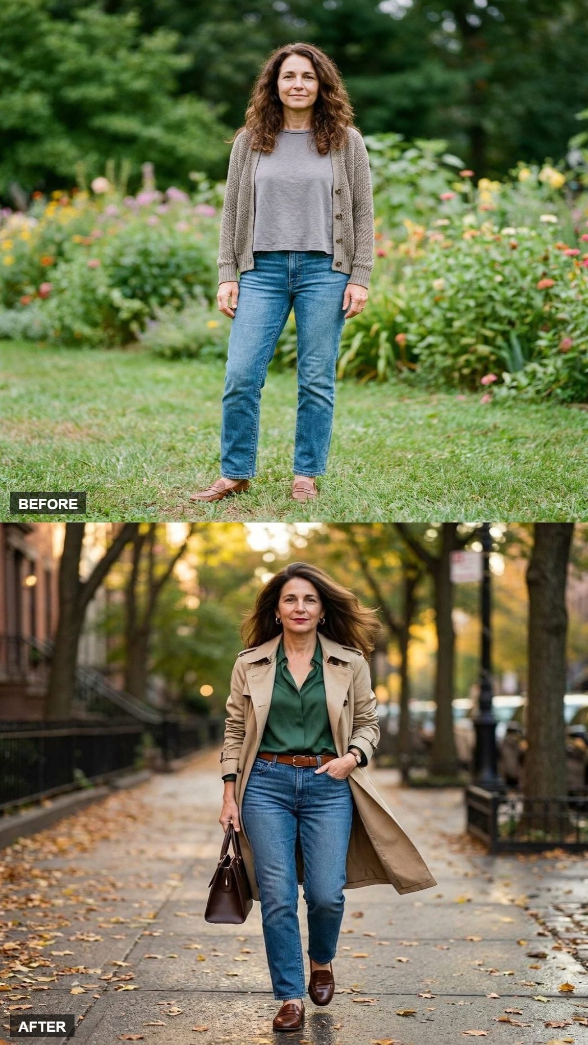 Trench Coat and Green Silk Shirt Prove Fall Dressing Doesn't Need to Try This Hard