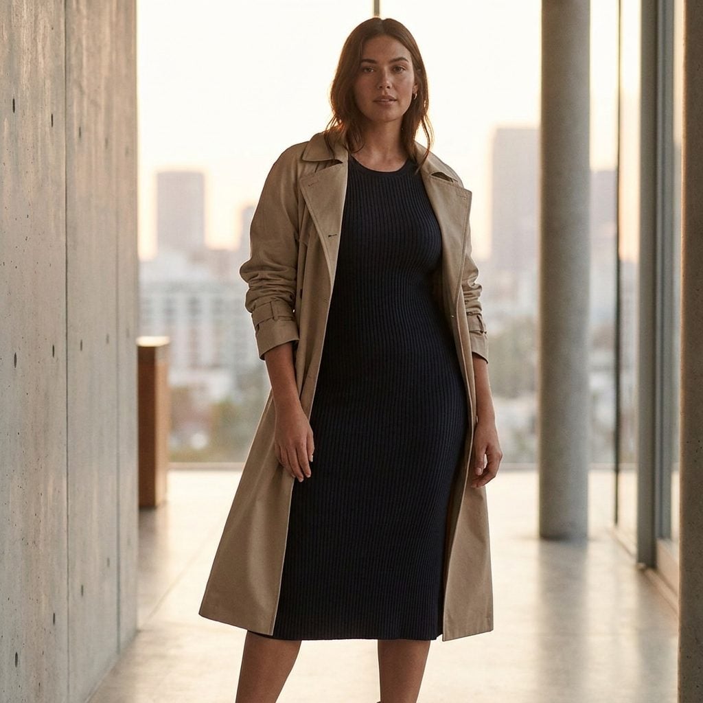 Wear It Over a Fitted Knit Dress for Sleek Contrast