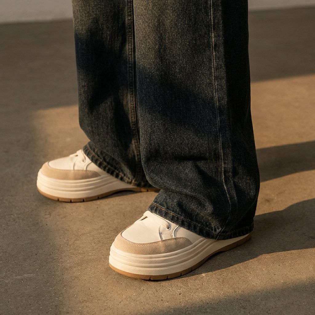 Wearing Chunky Sneakers With an Already Heavy, Extra-Wide Silhouette