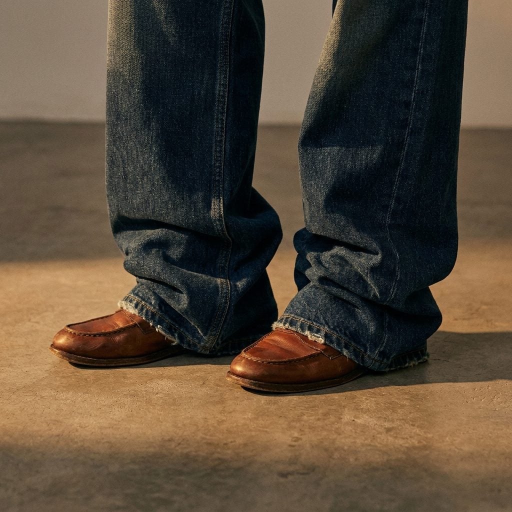 Wearing Wide-Leg Jeans With Flats When the Hem Was Altered for Heels