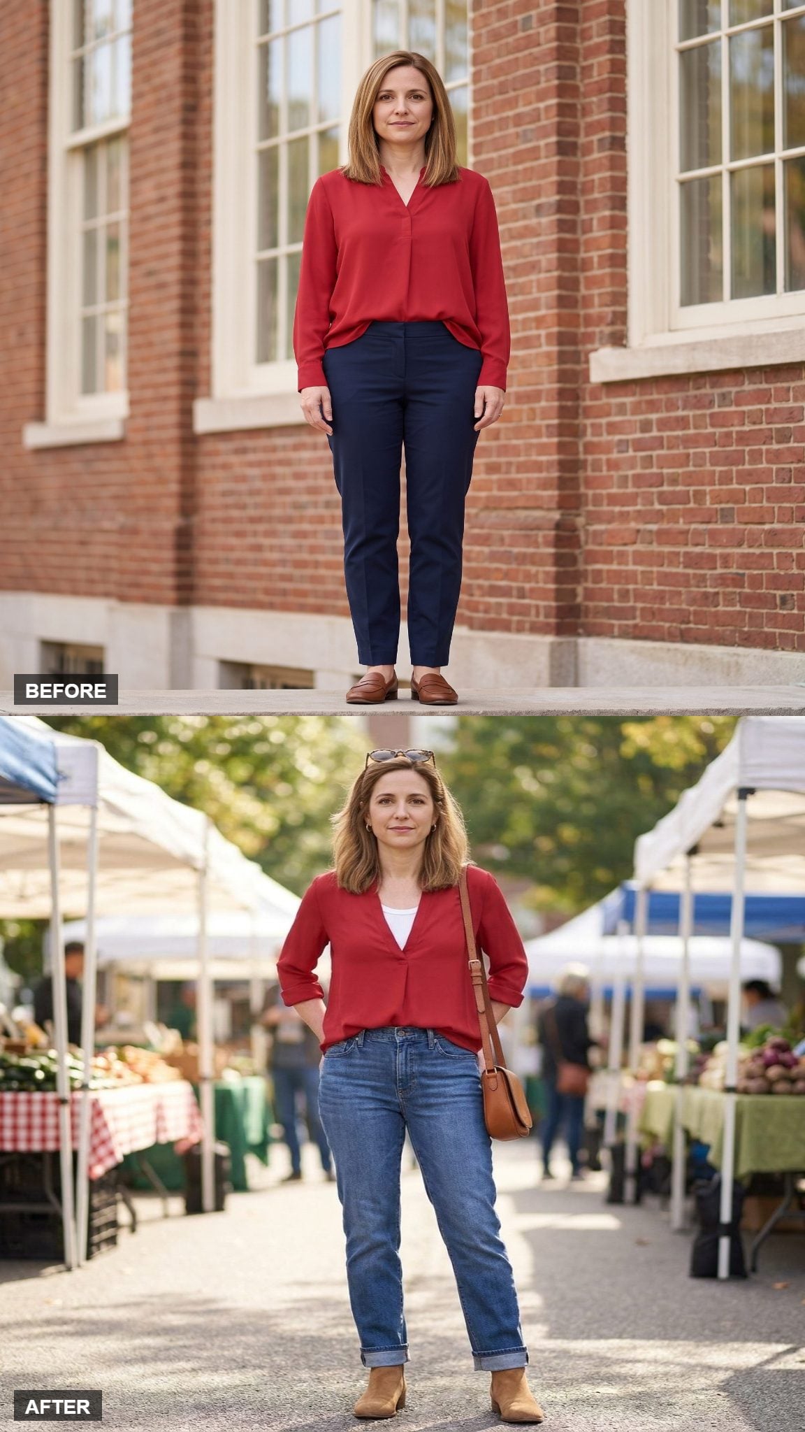 Weekend Market Stroll in Denim and Suede