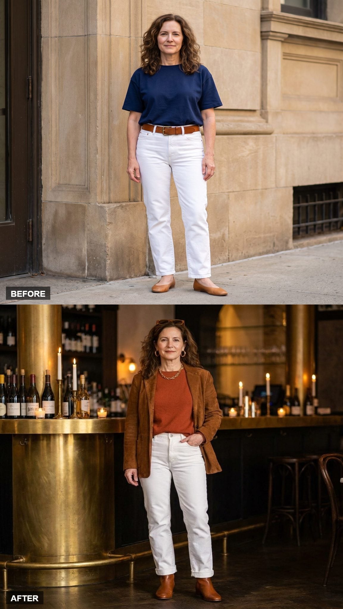 Weekend Wine Bar in Rust Cashmere and Gold Chain