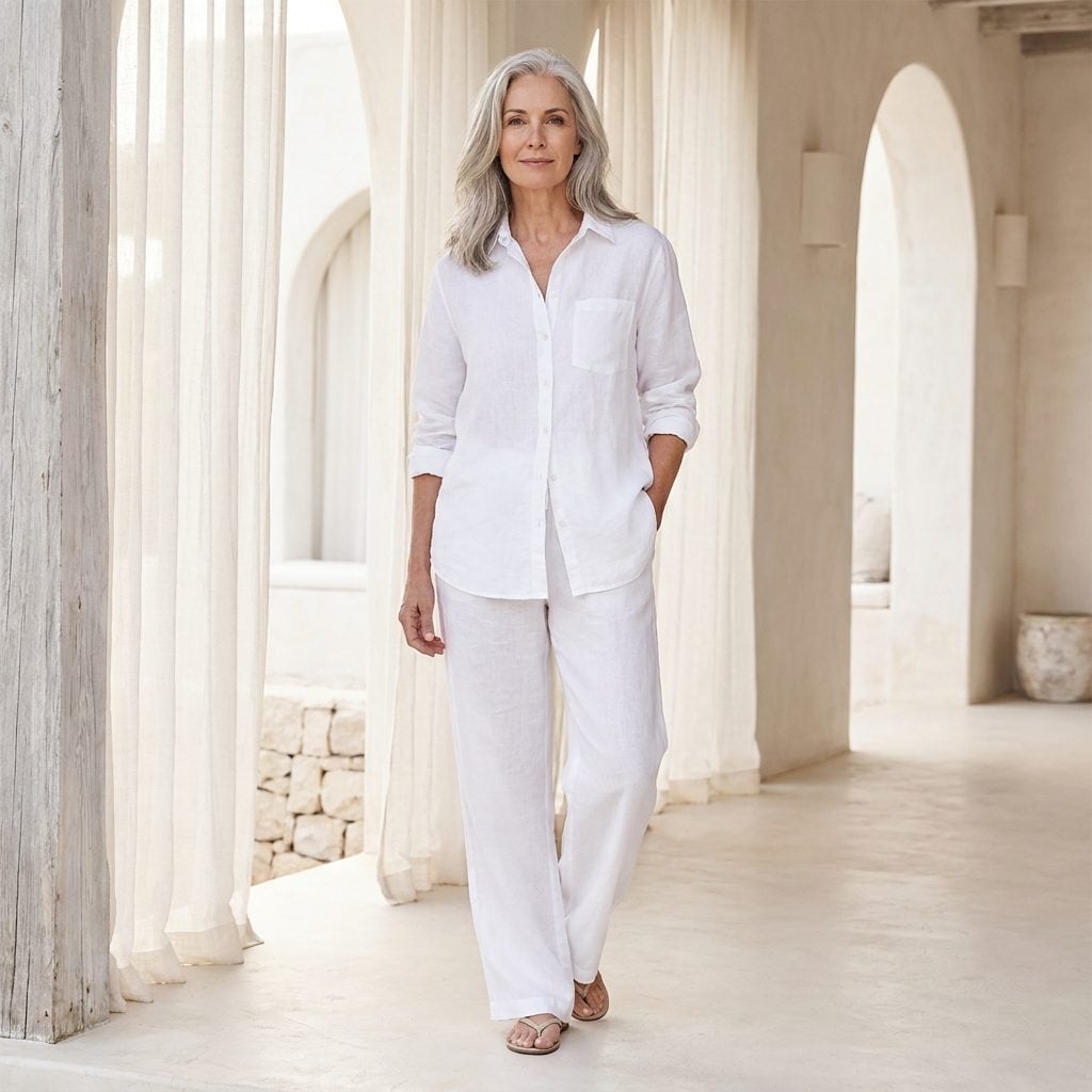 Worn Untucked With Relaxed Linen Pants