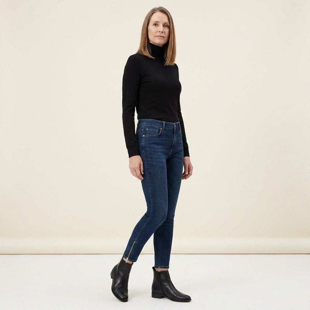 Zip-Ankle Tapered Jeans