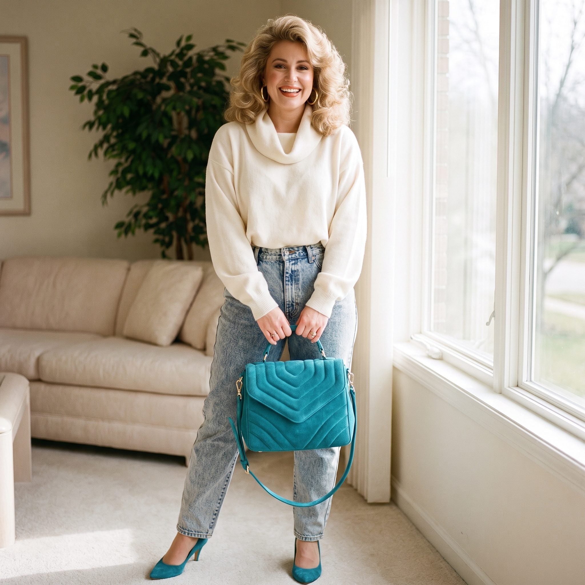 1980s colorful suede convertible handbag with multiple carrying options