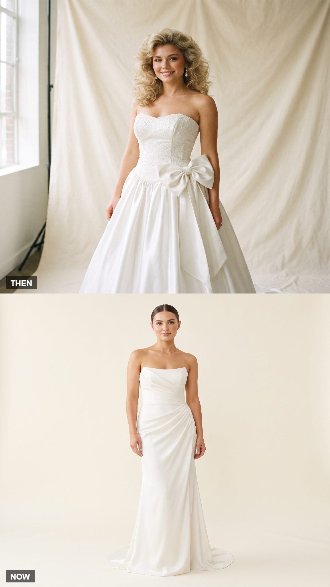1980s Off-Center Hip-Sash Gown → Modern Asymmetric Draped Gown