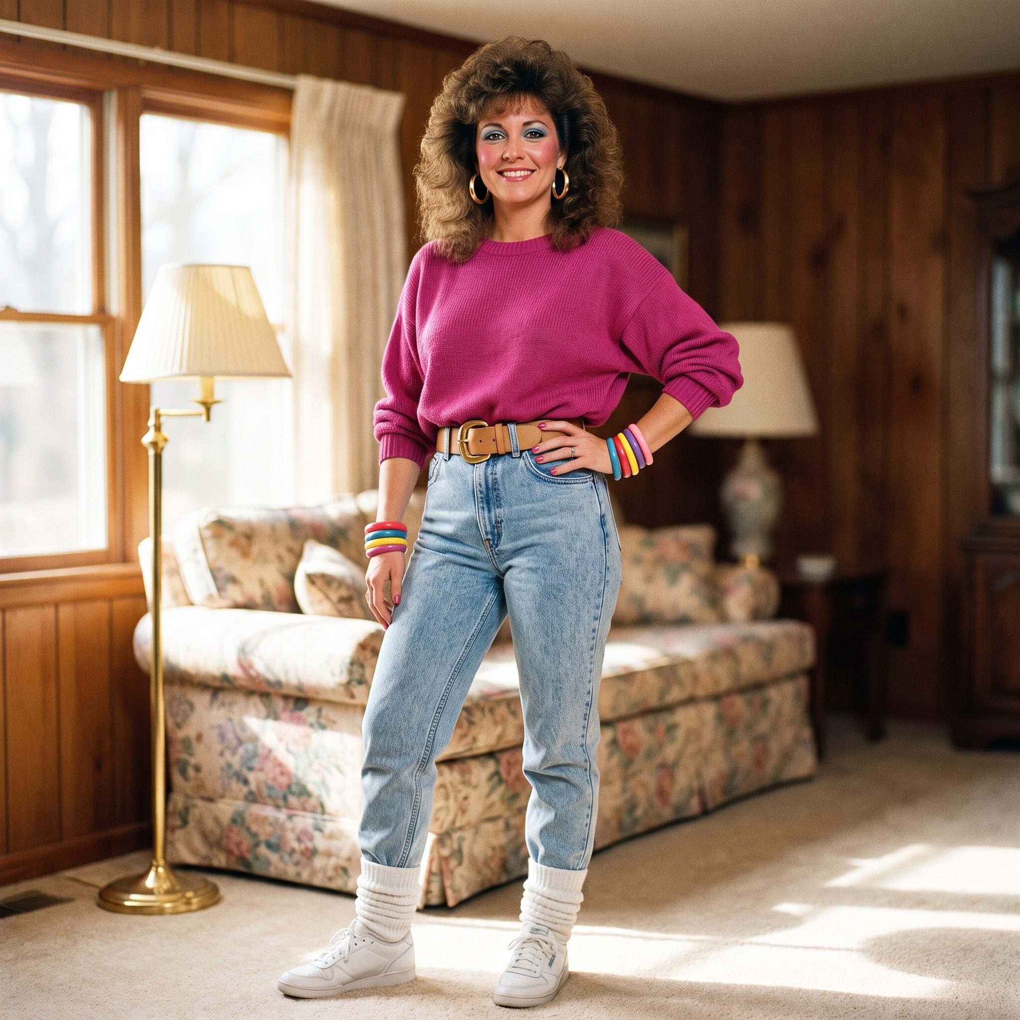 The 1987 High-Rise Stonewash Tucked Into a Wide Belt and Bigger Hair