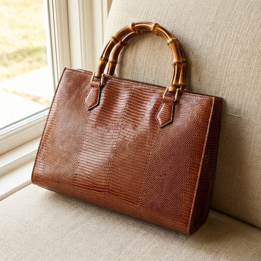 The $2,300 Large Gucci Lizard Bamboo Bag, About $5,876 Today