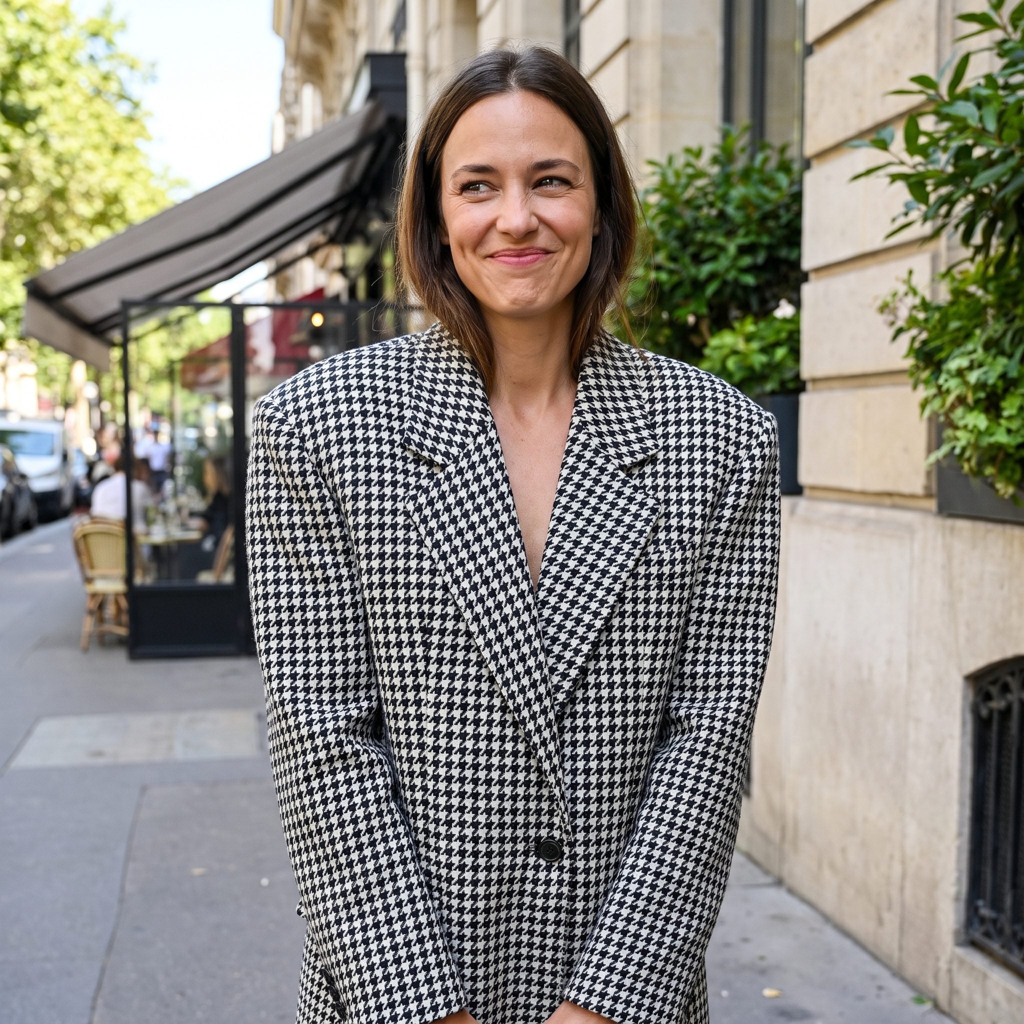22. The Houndstooth Blazer With Shoulders You Could Set a Drink On