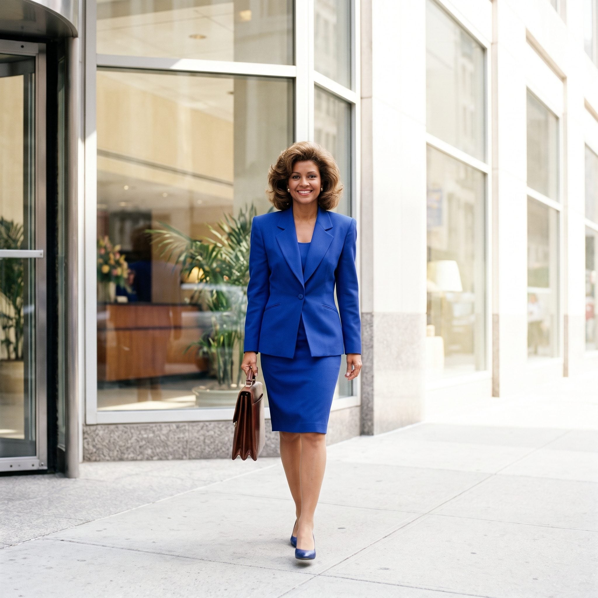 5. The Matching Skirt Suit in a Color You Could Spot Across a Lobby