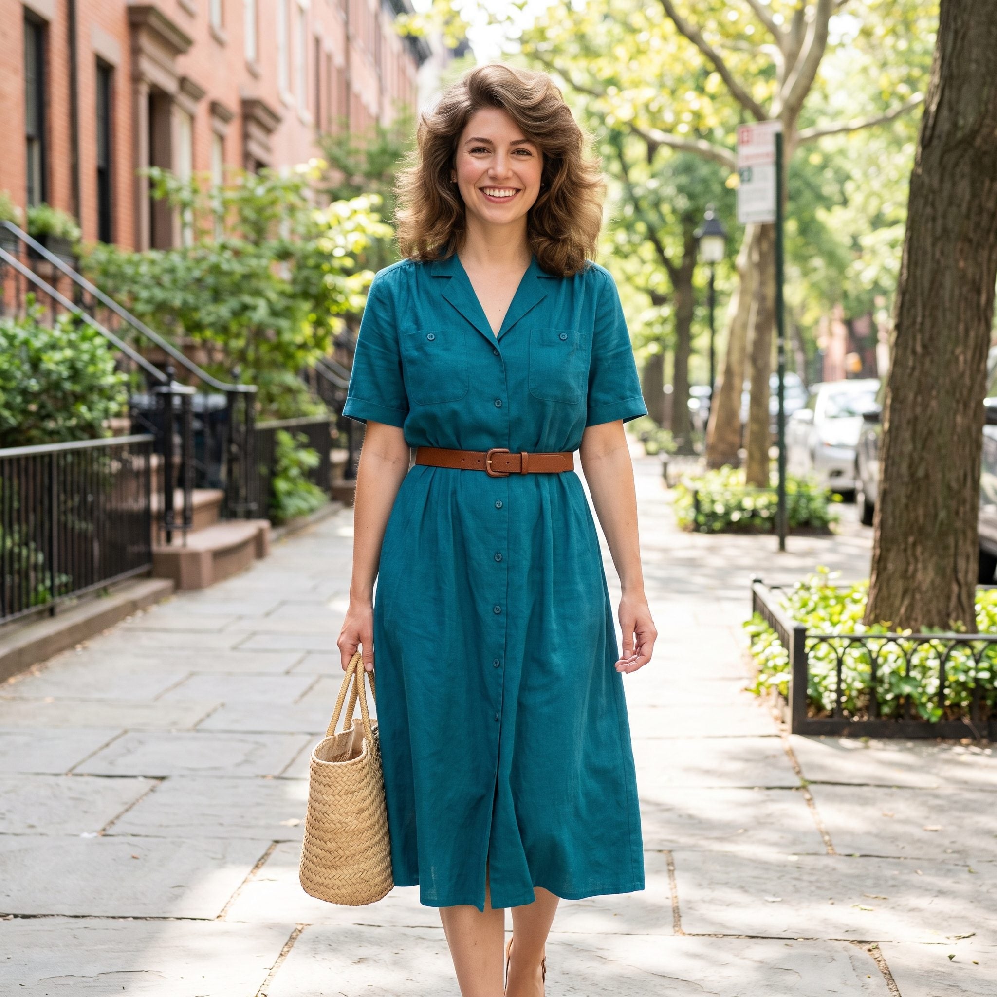 8. The Belted Teal Shirtwaist Dress