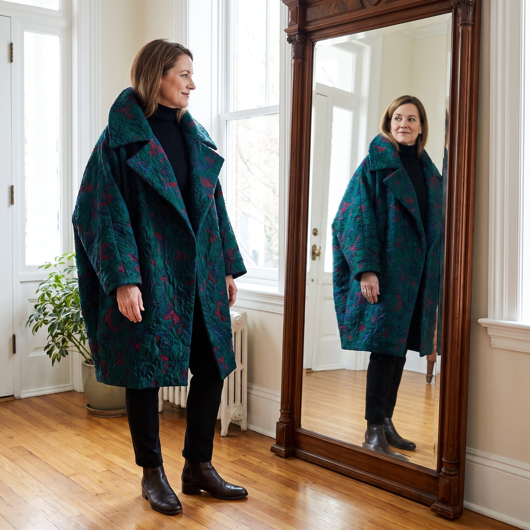 The Statement Coat That Swallows Everything Underneath