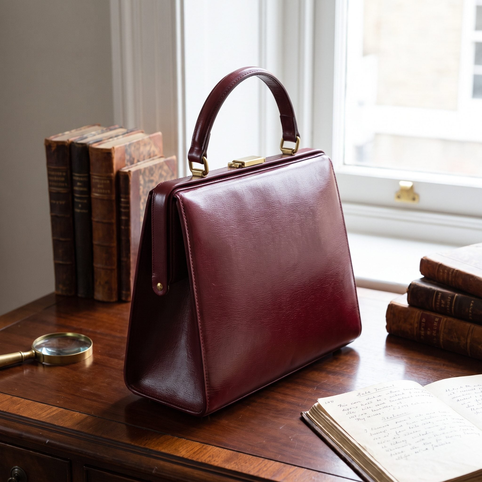 9. The Structured Burgundy Top-Handle Handbag