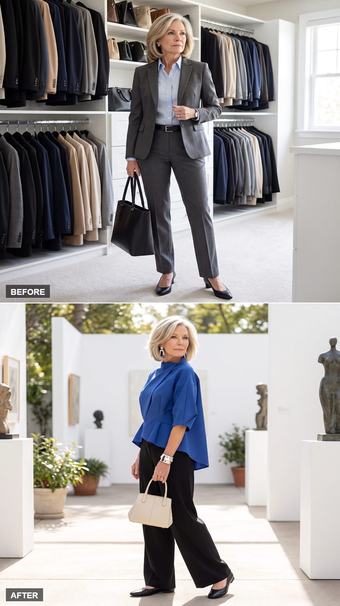Art-Gallery Afternoon in Cobalt and Black