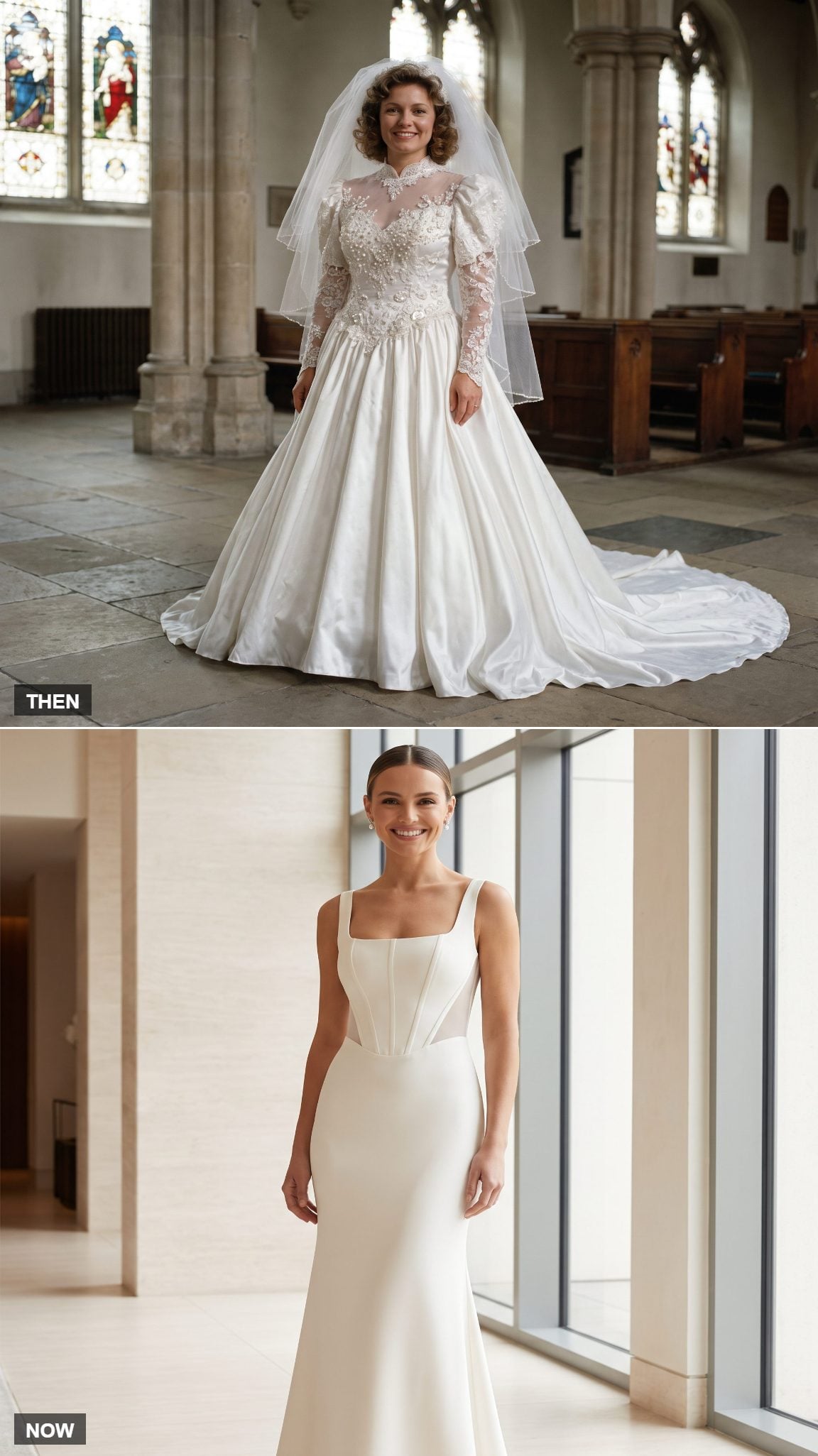 Beaded Illusion-Yoke Gown → Sheer-Panel Minimal Gown