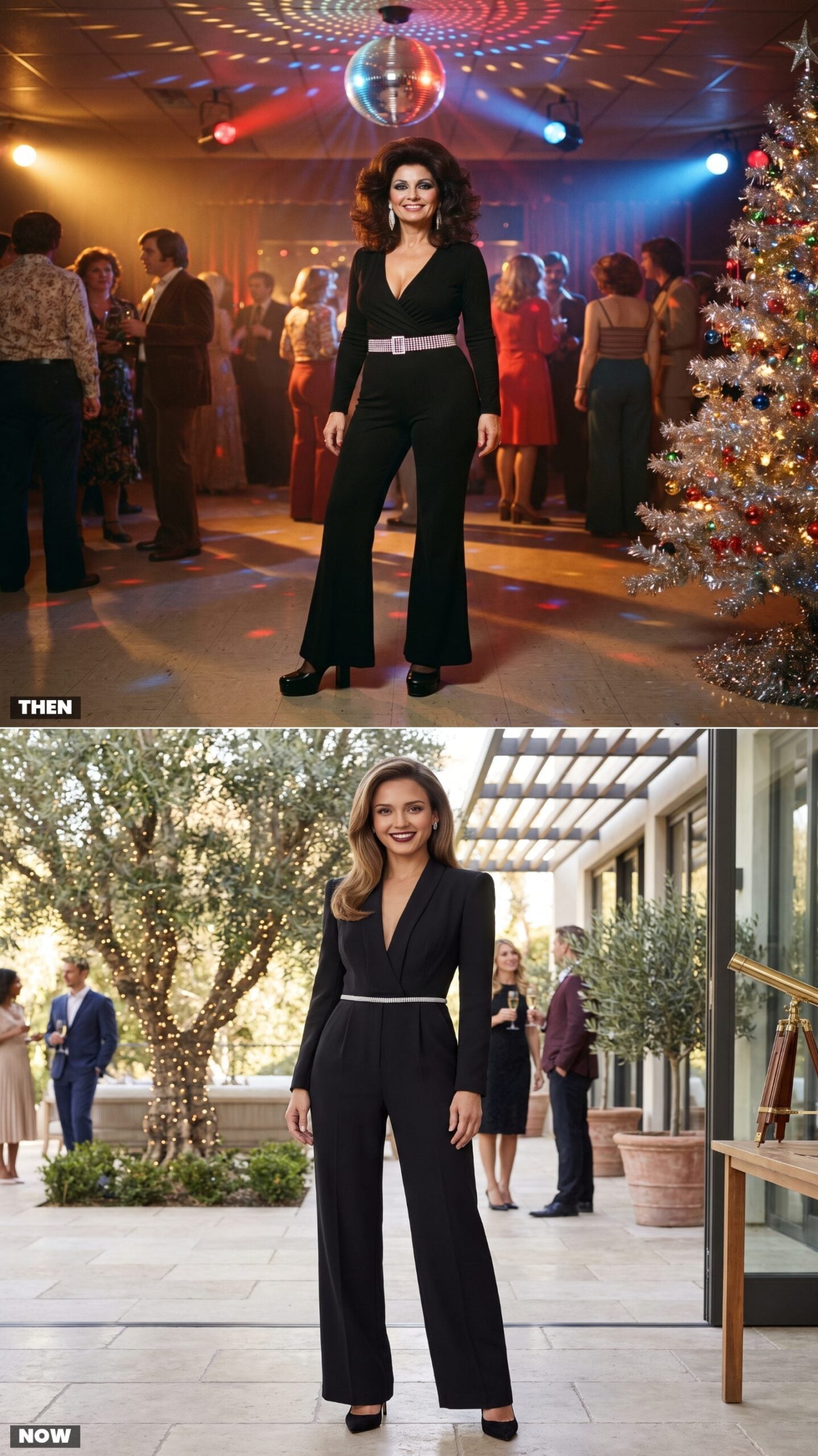 The Black Disco Jumpsuit With a Rhinestone Belt