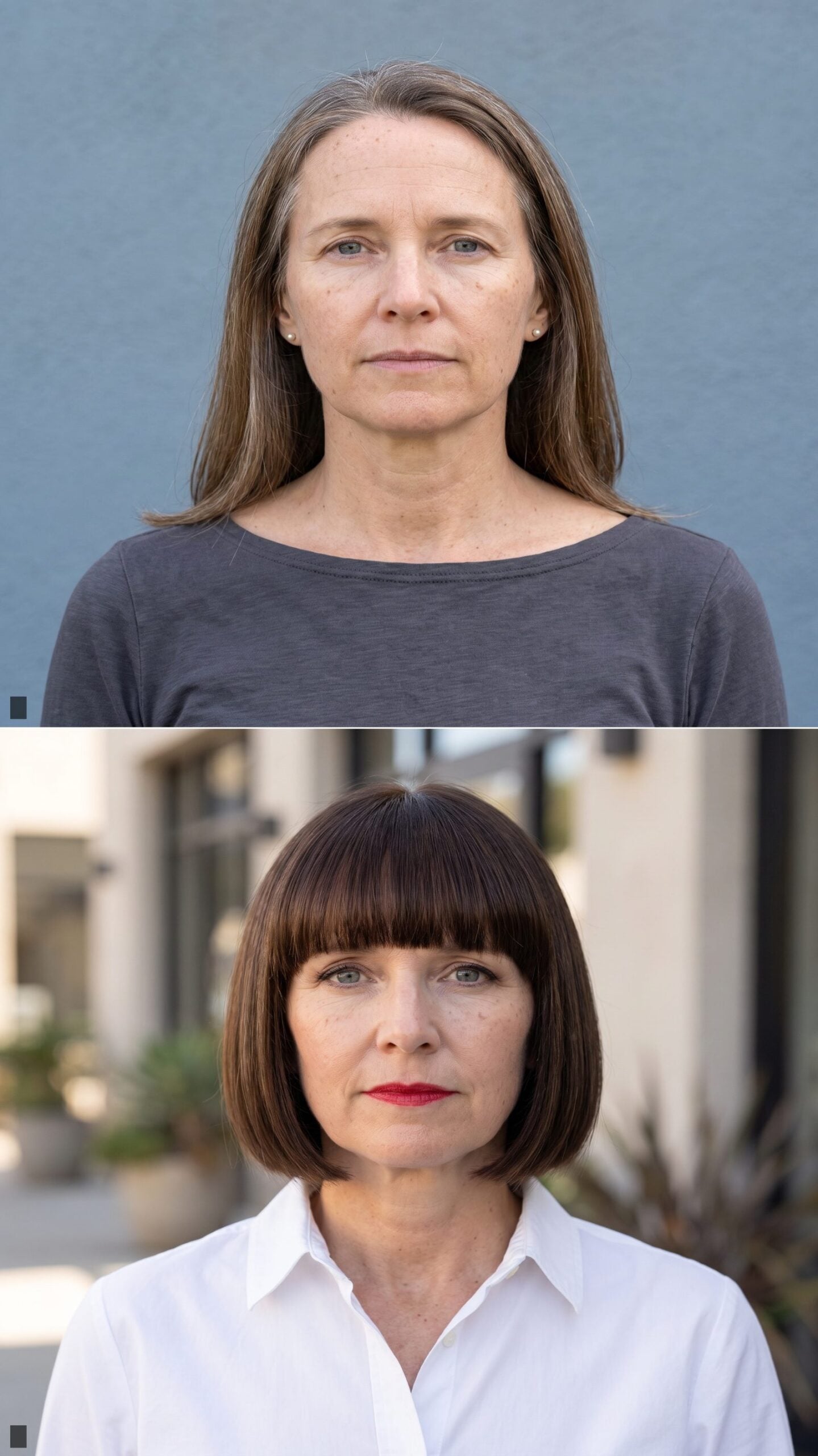 Blunt Heavy Fringe with a Sleek Sharp Bob in Espresso