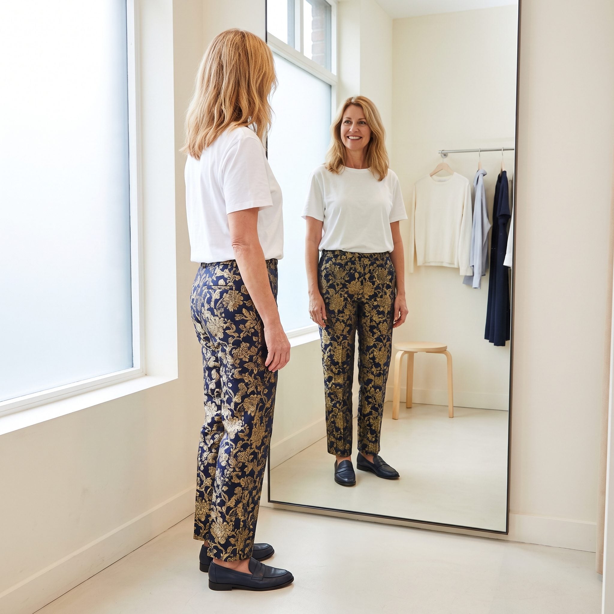 Brocade Trousers + Slouchy Cotton Tee