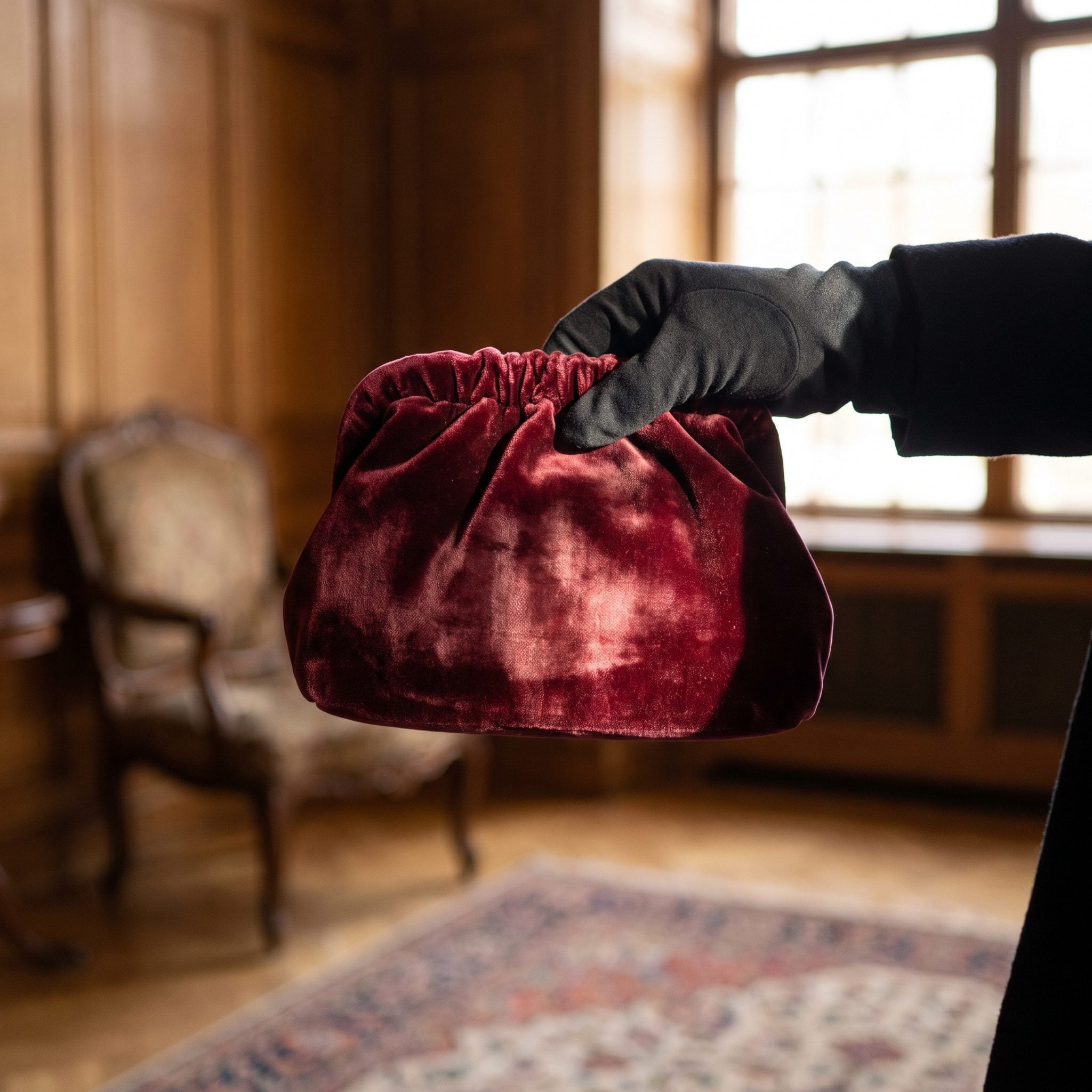 1990s burgundy velvet evening handbag