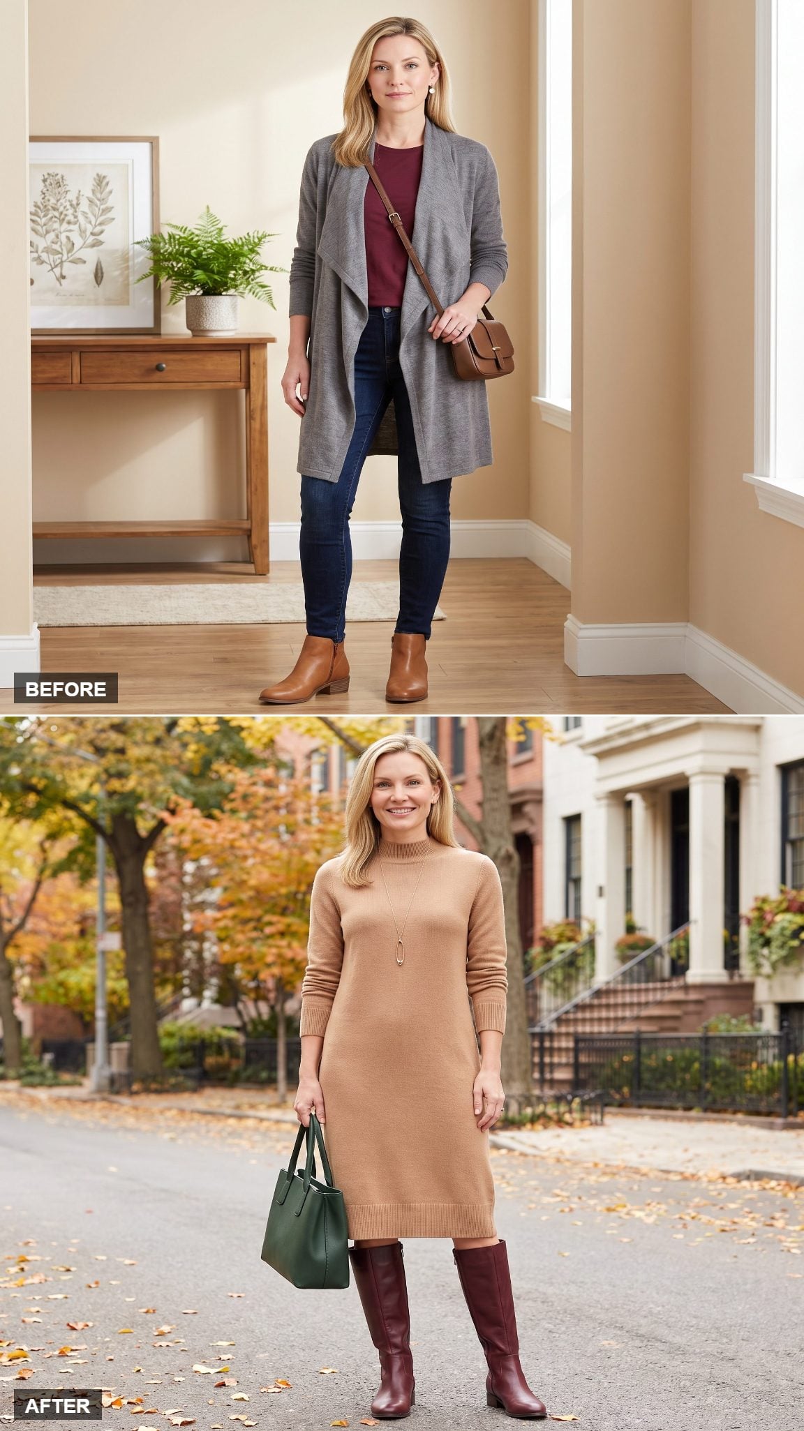 The Camel Sweater Dress and Riding Boots That Skip Winter's Awkward Middle