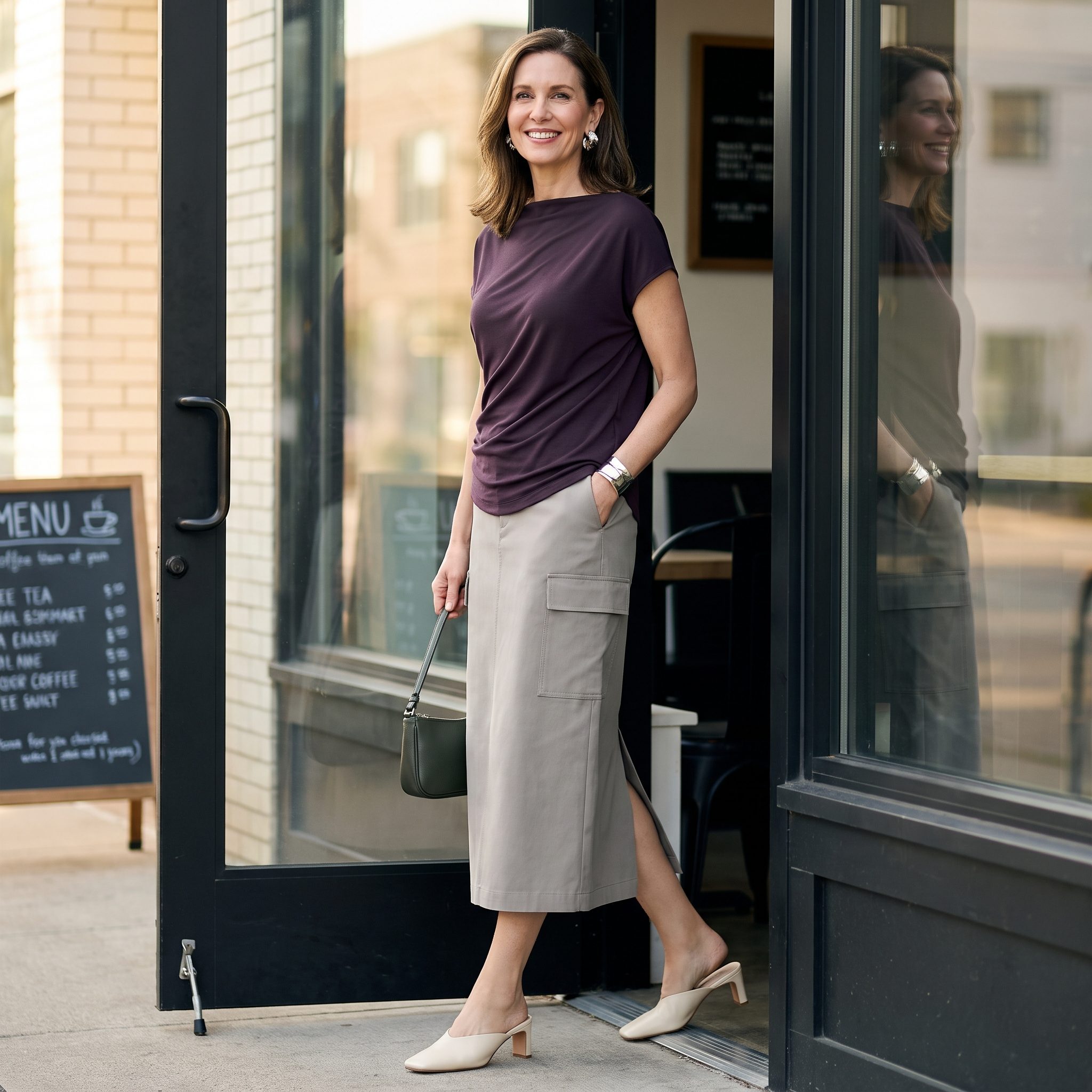 Cargo Midi + Draped Jersey Top