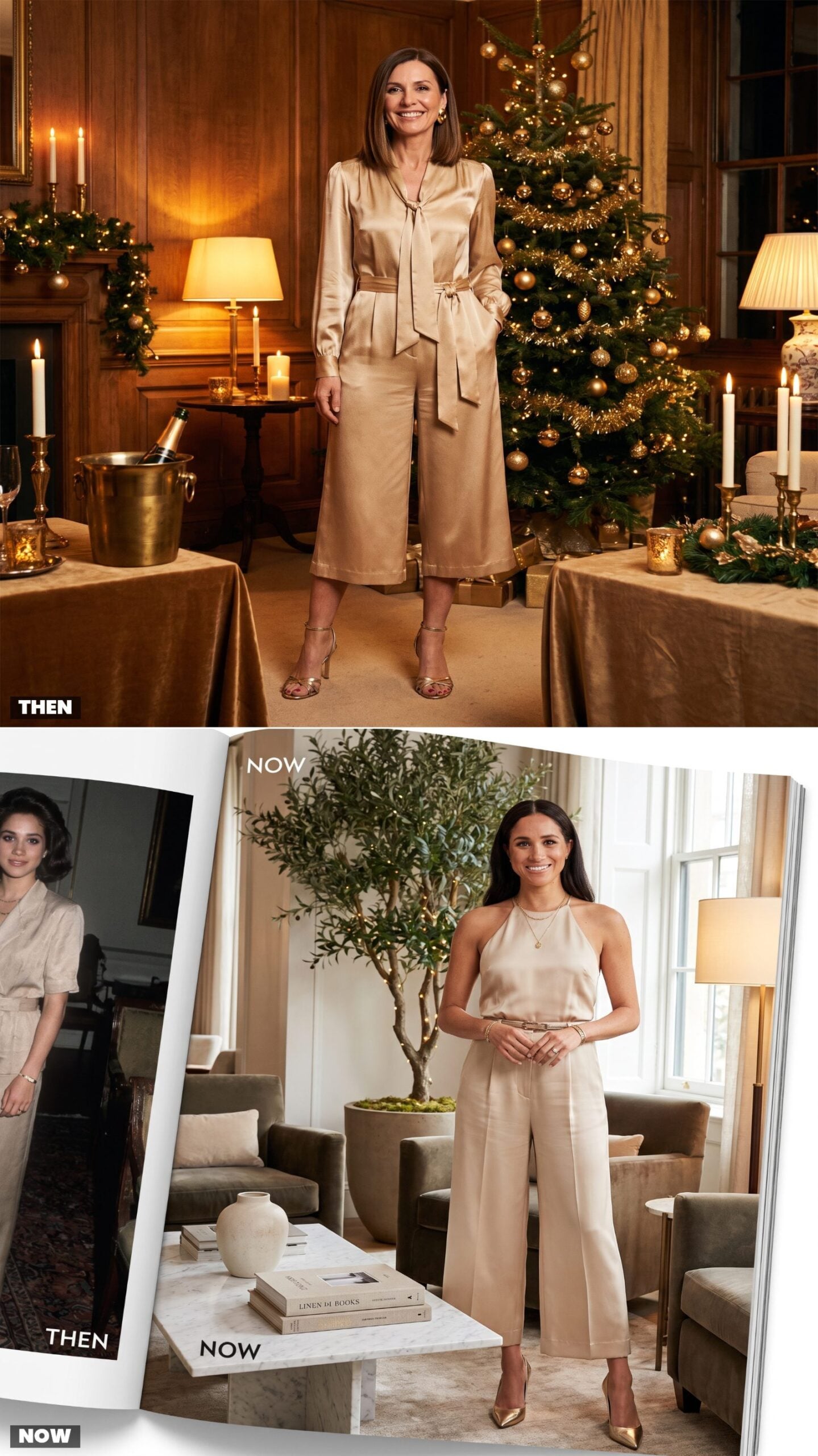 The Champagne Satin Culotte Jumpsuit