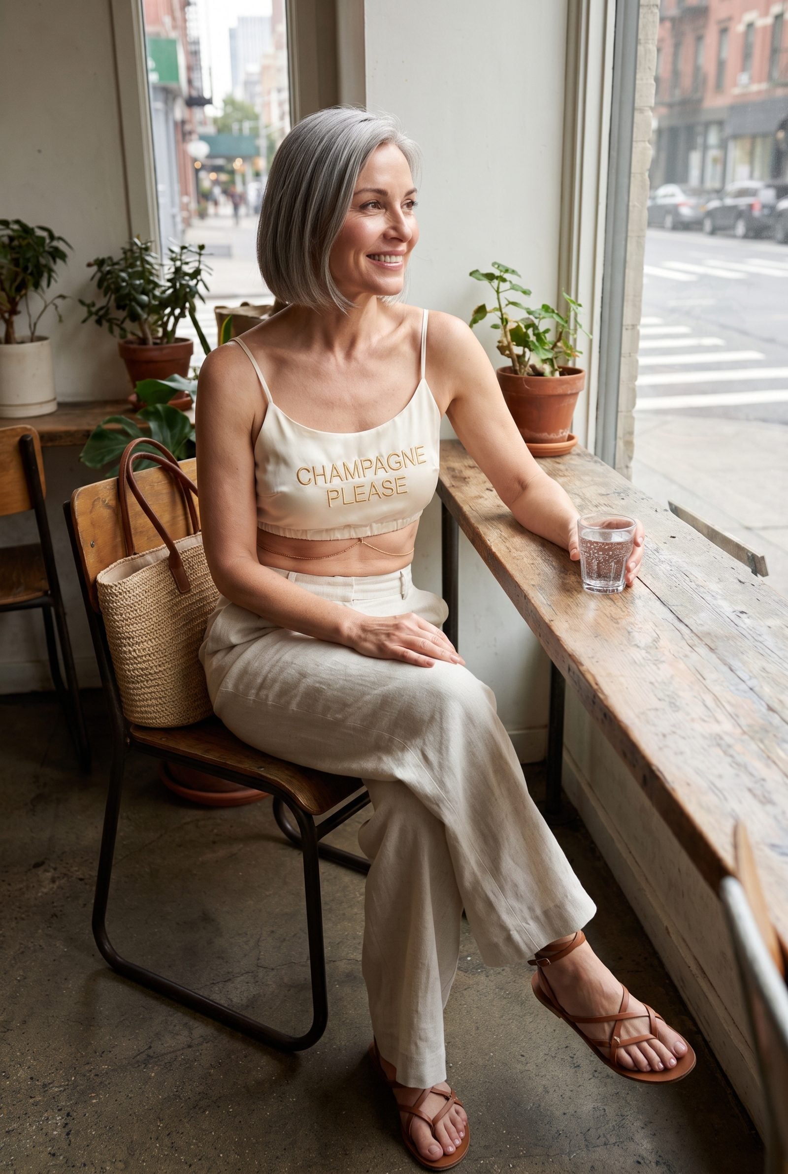 The Champagne-Slogan Crop Top