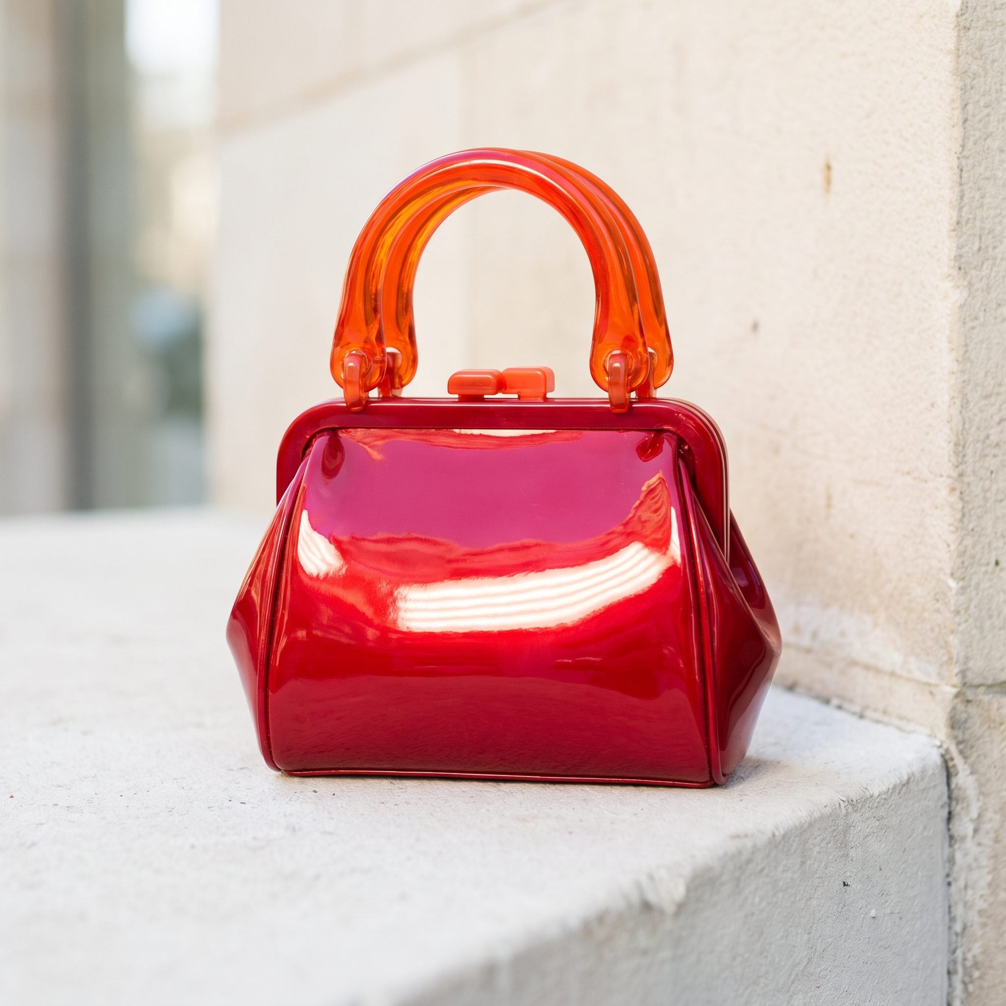 1990s glossy cherry-red vinyl mini handbag
