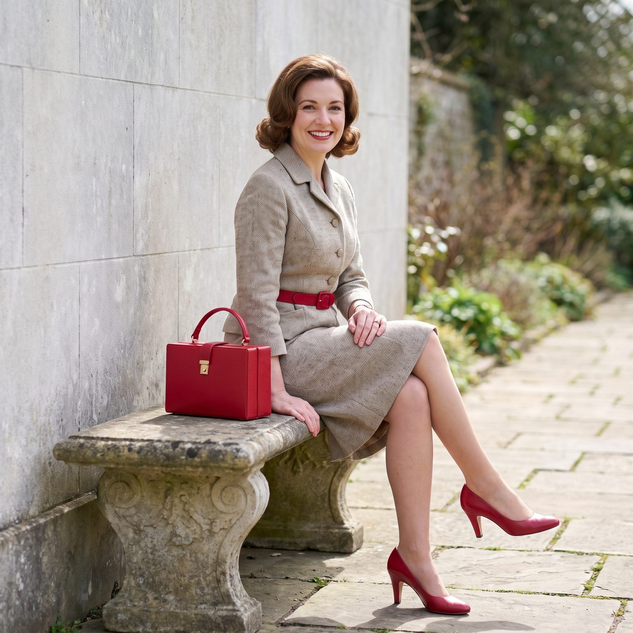 Cherry-Red Pumps + Cherry-Red Box Handbag