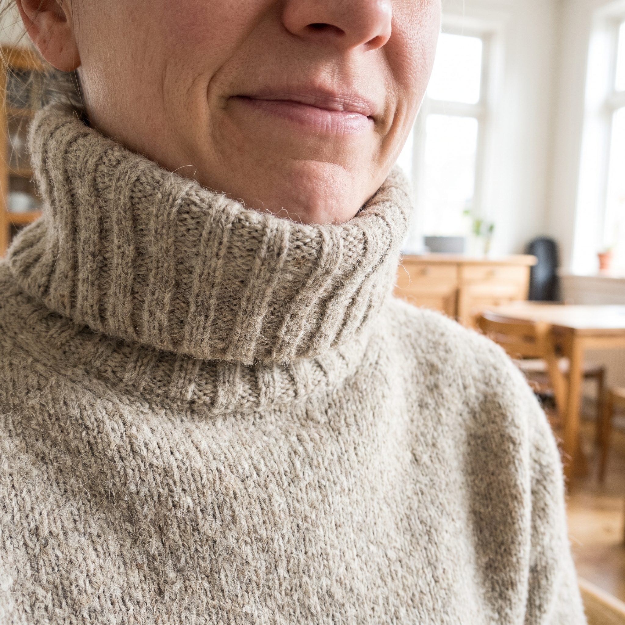 Chunky Turtleneck Sweaters in a Scratchy Wool