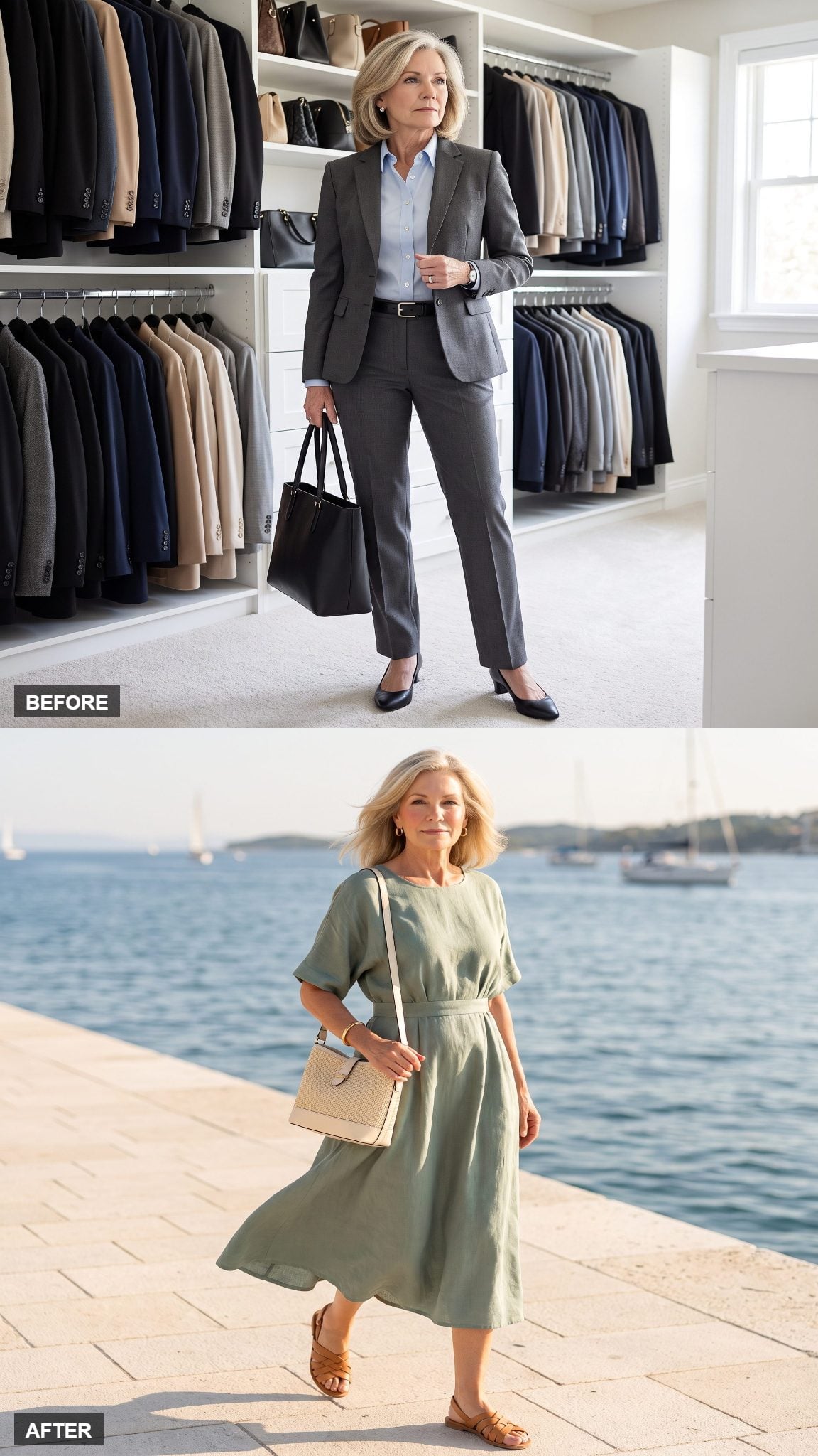 Coastal Retirement Style in Flowing Sage Linen