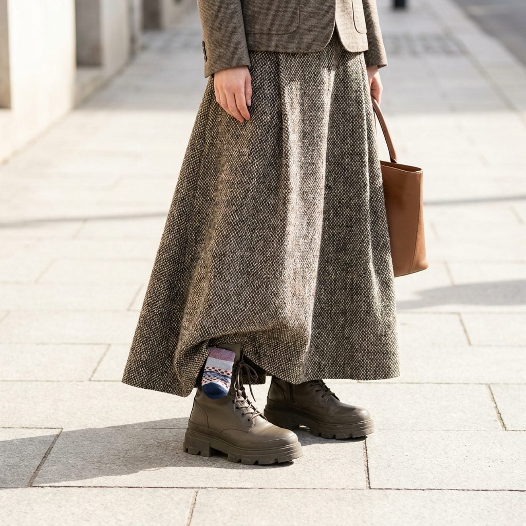 The Combat Boot That Swallows a Full Skirt Whole