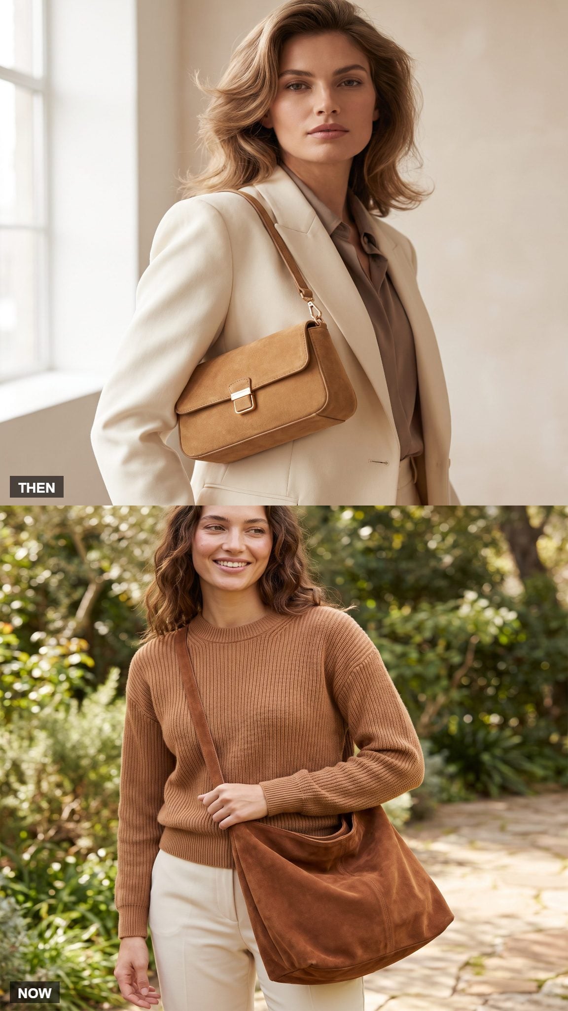 Compact Suede Shoulder Bag → Slouchy Suede Hobo